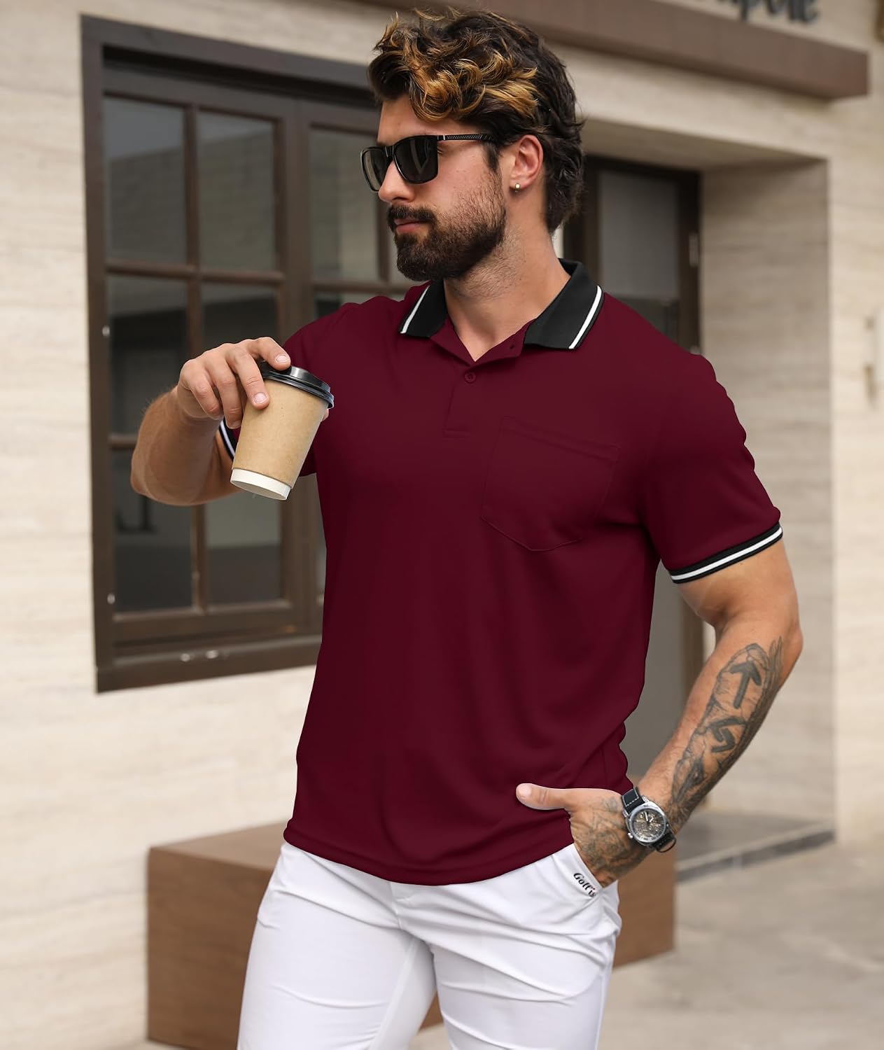 Detalle 2 de GEEK LIGHTING Men's Polo Shirts with Pocket 5 Pack