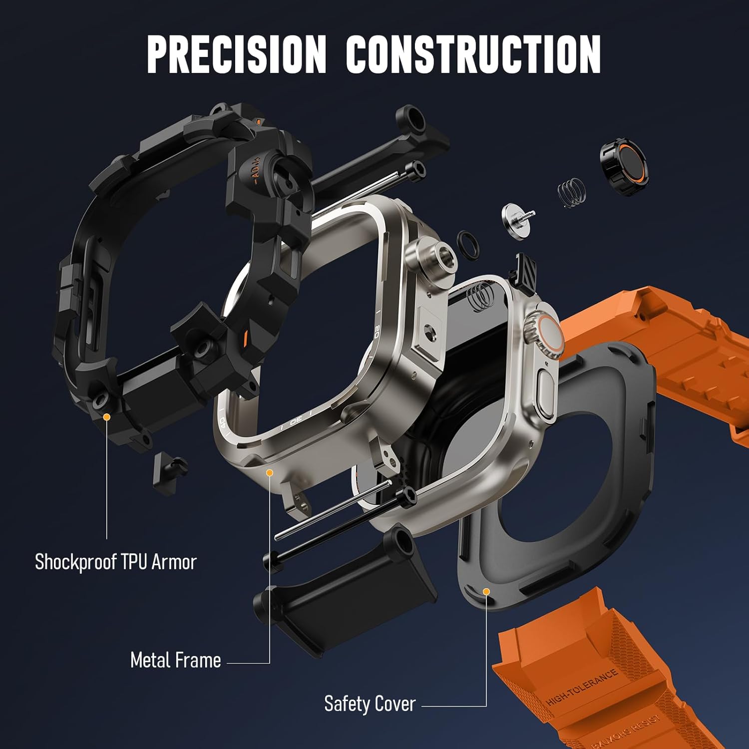 Thumbnail 4 de BXUXOHS Rugged Case and Band for Apple Watch Ultra 3/2/1 49mm – Military-Grade TPU Armor with Tactical Band + 2 Screen Protectors