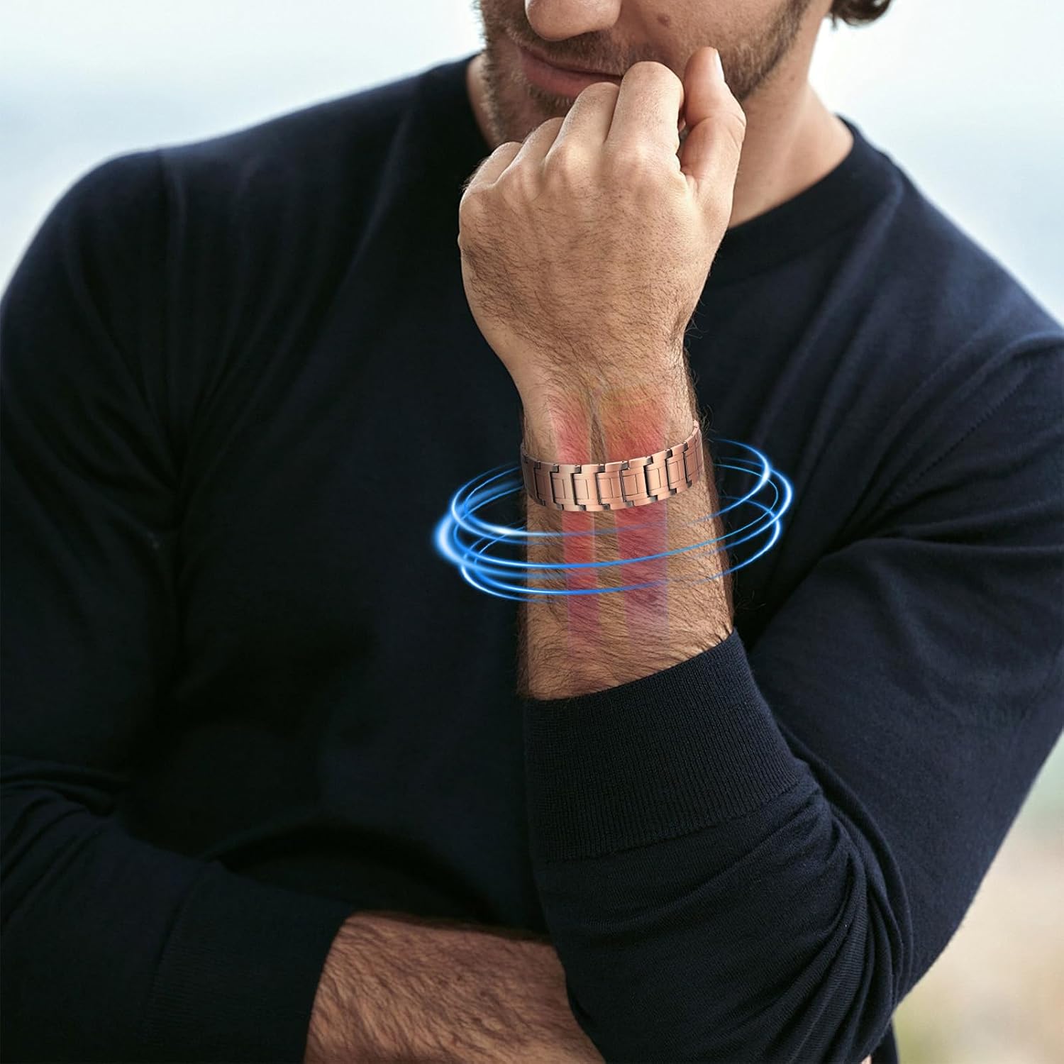 Detalle de MagEnergy 99.99% Copper Bracelet for Men with Ultra Strong Magnets