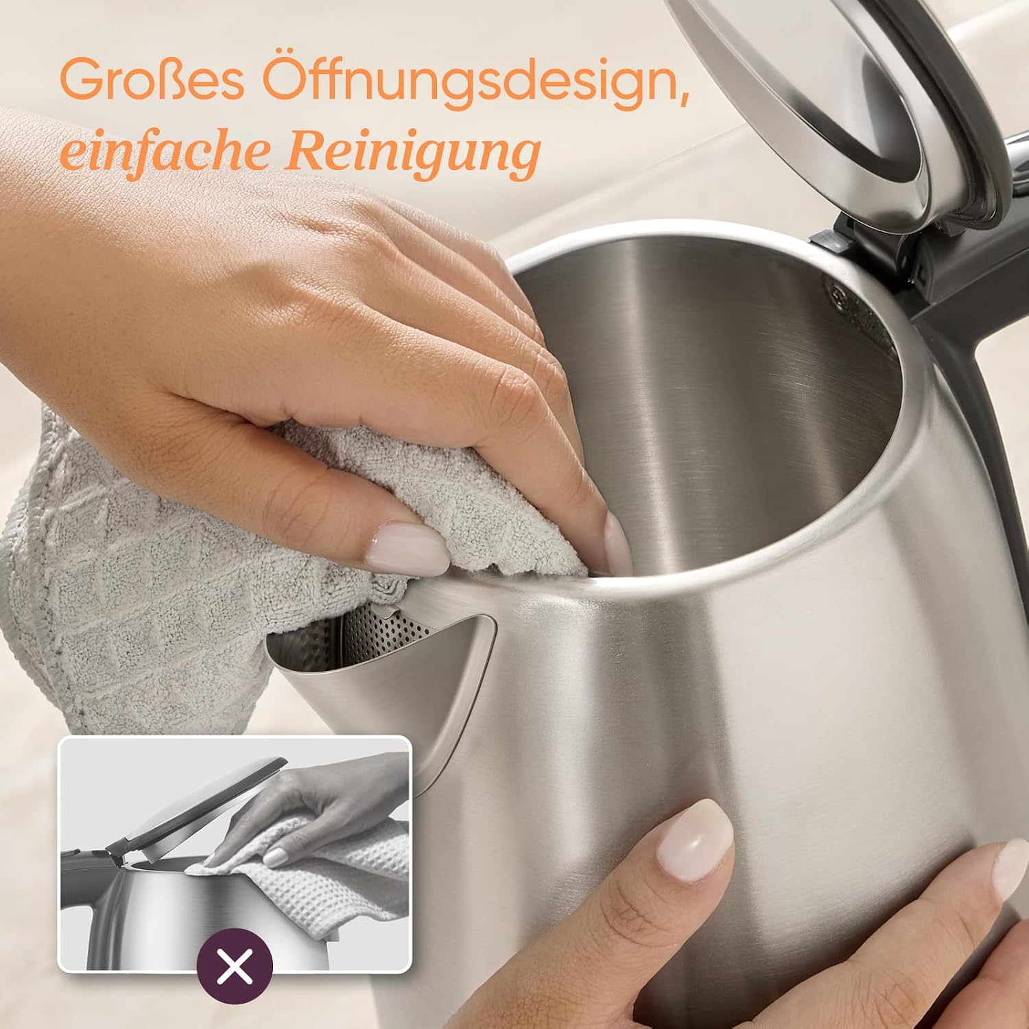 Detalle 2 de COSORI Wasserkocher Edelstahl 1,7 L 🍵