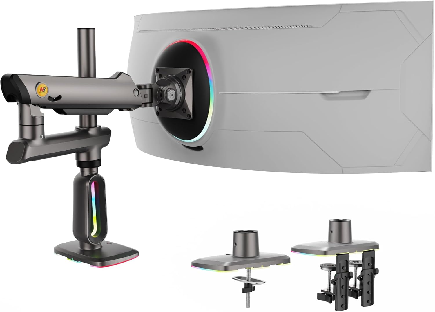 Detalle de NB Ergonomic Pesante Braccio per Schermo UltraWide fino a 60" – Supporto monitor robusto, VESA 75×75/100×100, fino a 20 kg