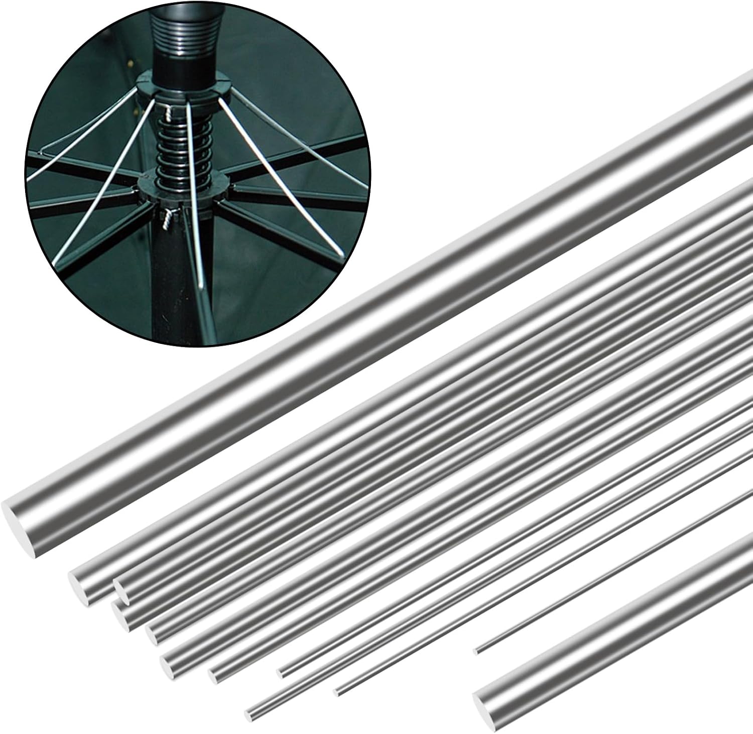Detalle 2 de Mardatt M2748-2761 Stainless Steel Round Rod Set, 0.8 mm x 400 mm, 30 Pieces