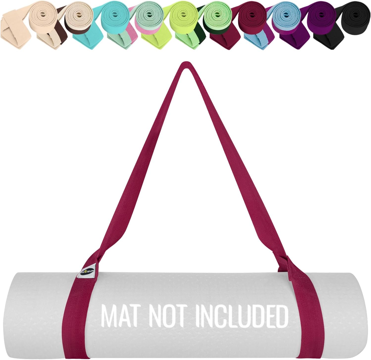 Detalle de TECEUM Yoga Mat Strap, 64 IN Cotton-Blend Carrier in Deep Raspberry