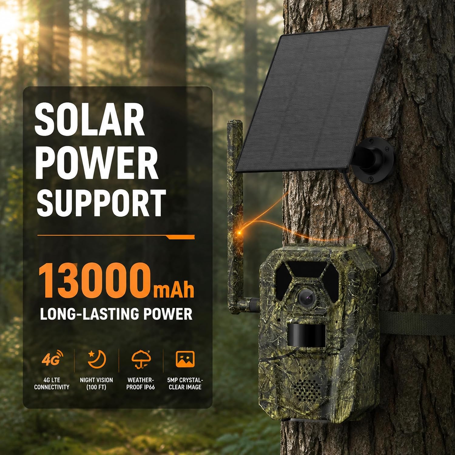 Thumbnail 3 de MagicEagle H1-New 4G Cellular Trail Camera with Solar Panel, 2K Video & No-Glow IR