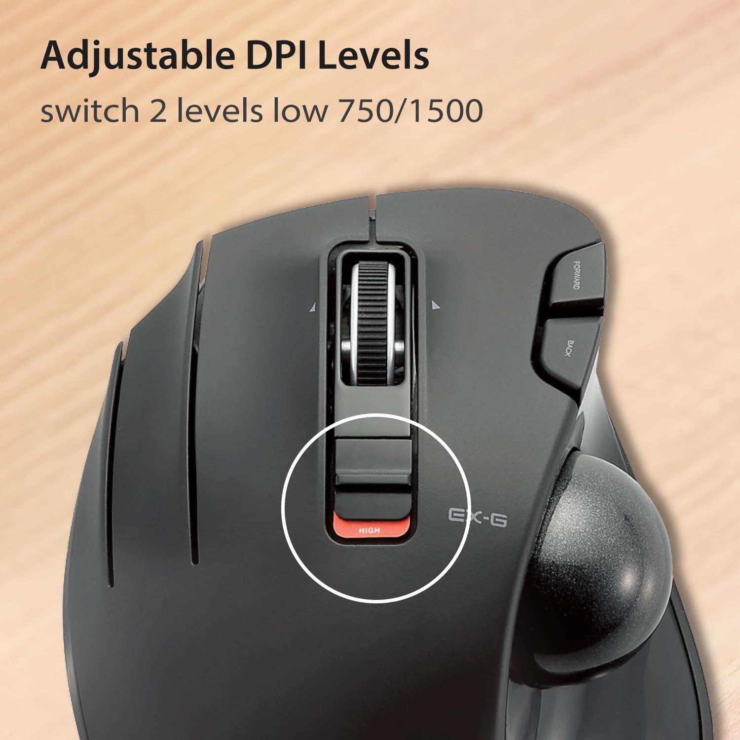 Detalle 1 de ELECOM left-handed trackball mouse M-XT4DRBK