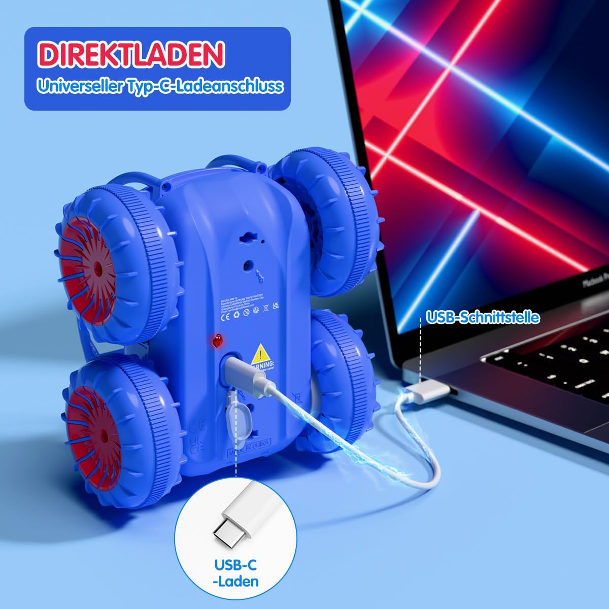 Detalle de ifollower Ferngesteuertes 4WD Amphibien-Monstertruck-Auto mit LED, 2,4GHz & 360° Drehung
