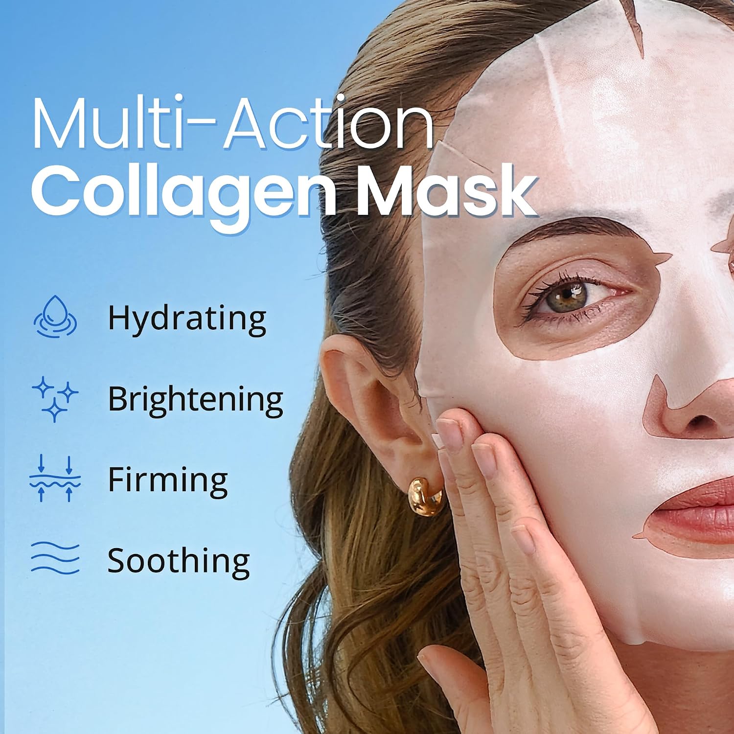 Thumbnail 1 de Ebanel 10-Pack Collagen Facial Masks with Hyaluronic Acid, Vitamin C & Peptide