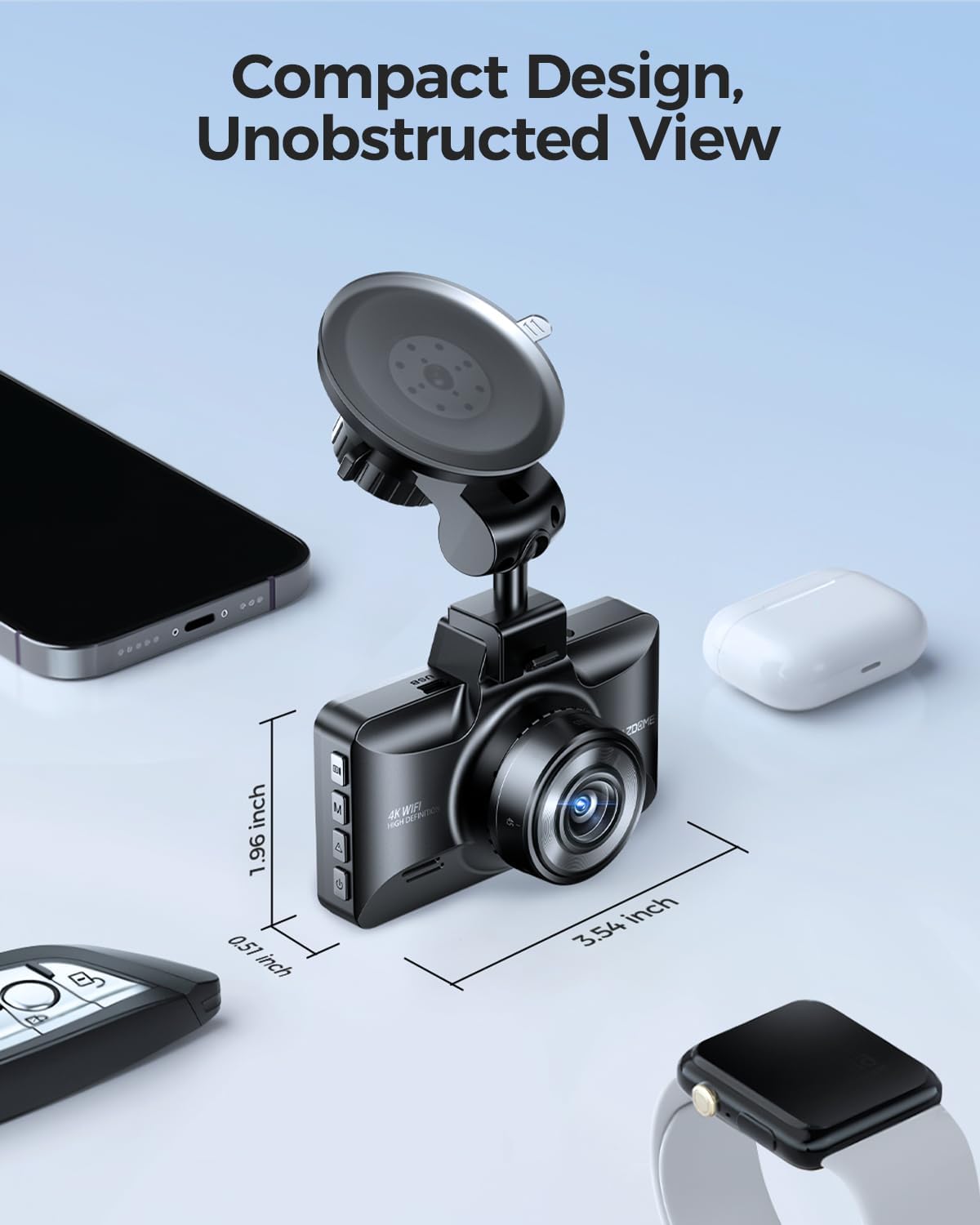 Detalle de AZDOME M01 MAX : caméra embarquée avant/arrière 4K + 1080P avec WiFi et carte SD 64 Go