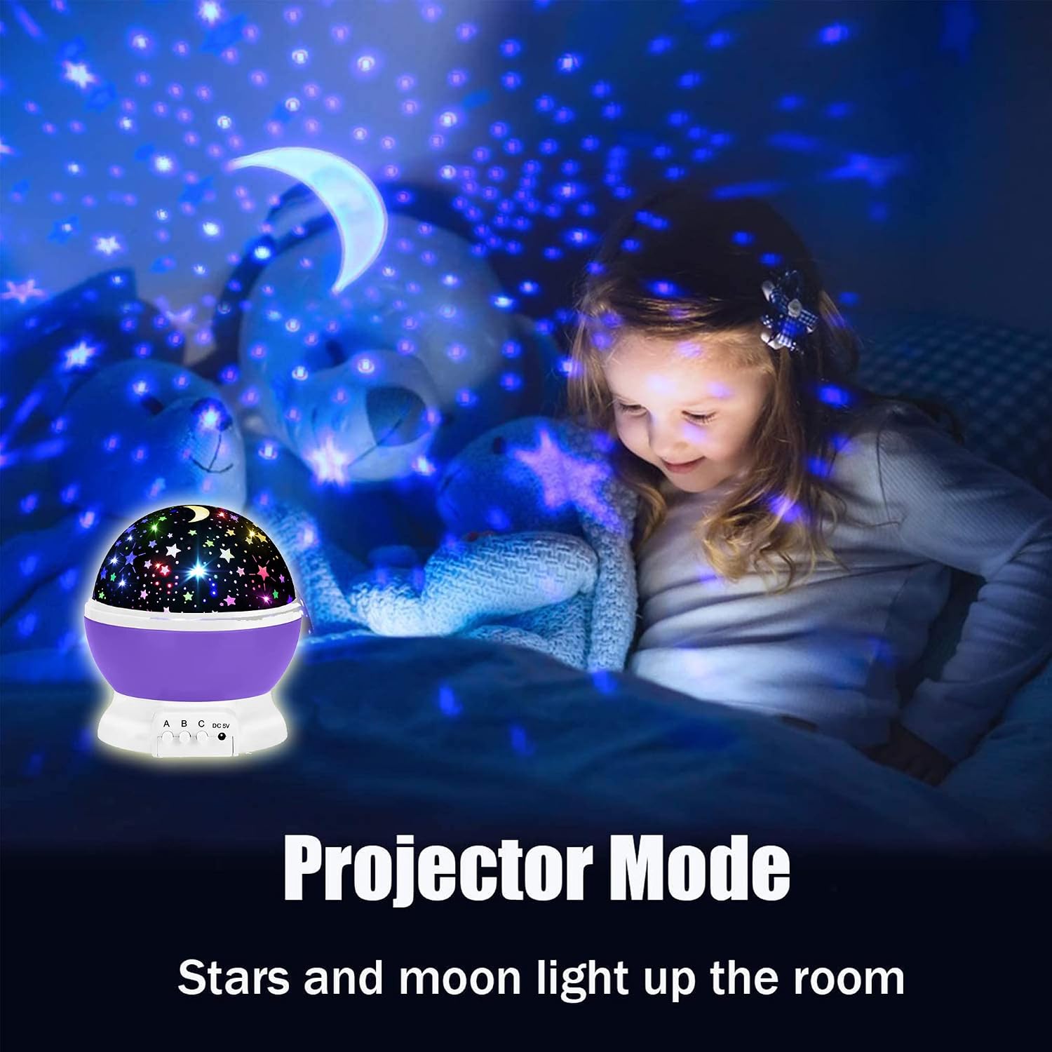 Detalle 2 de JKGIFTS 012-1562 Star Projector Night Light with 360° Rotation and 16 Colors