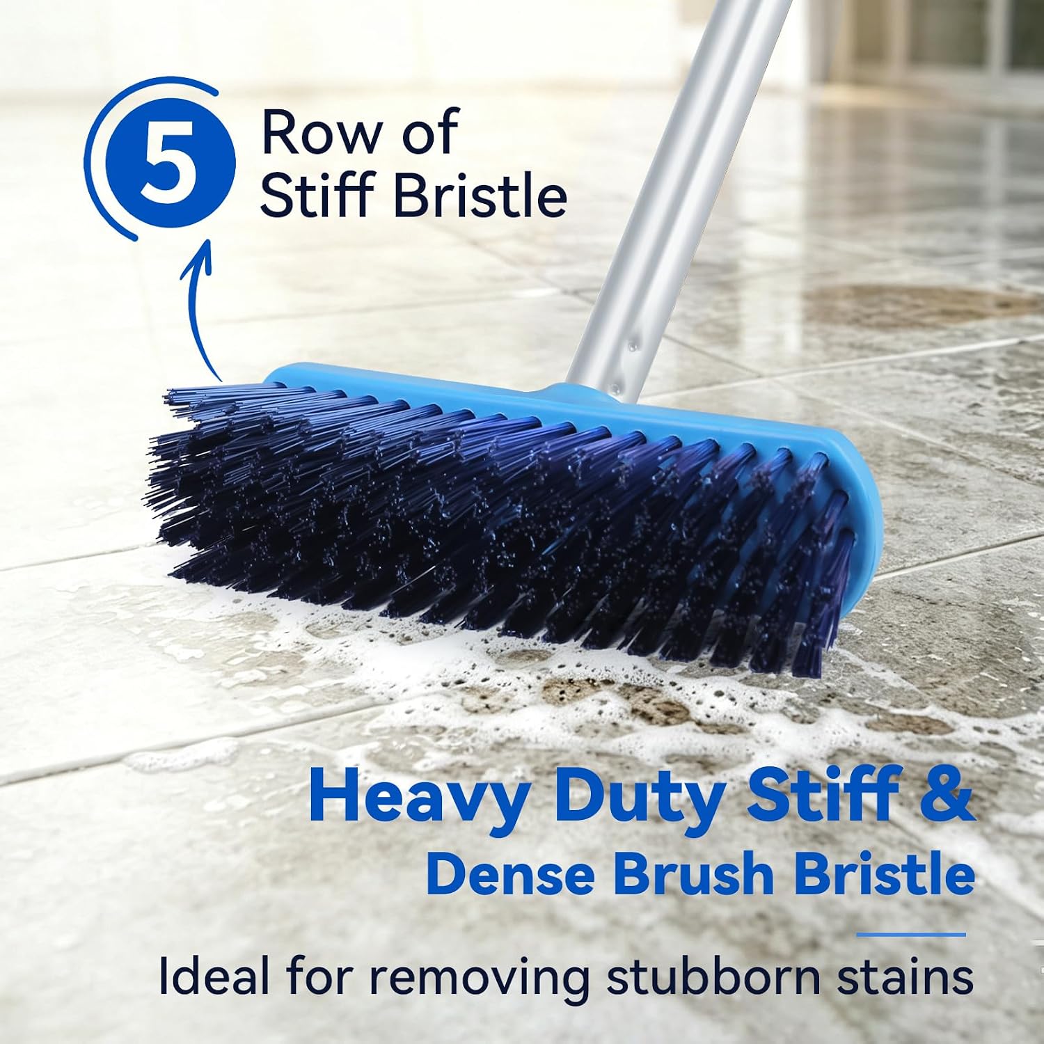 Detalle 2 de YONILL Deck Brush with Long Handle – 50" Adjustable Floor Scrub Brush for Shower, Tub, Tile & More