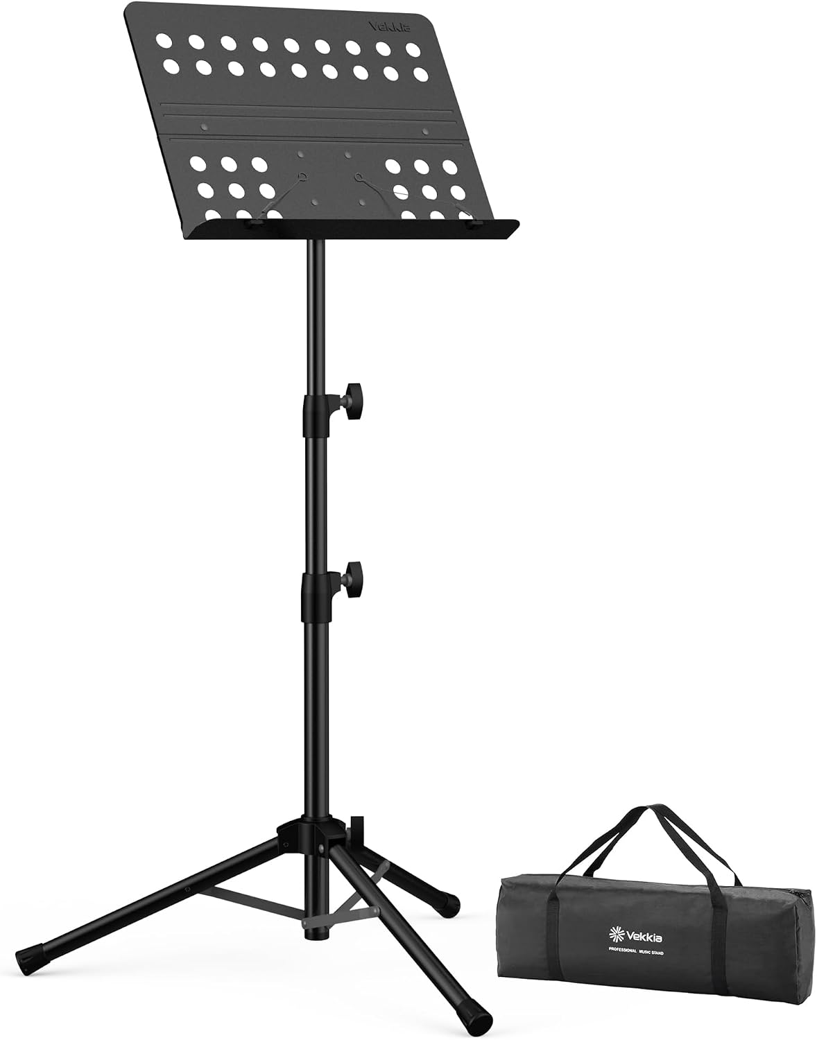 Detalle de Vekkia Professional Sheet Music Stand with Carrying Bag (80-142 cm)