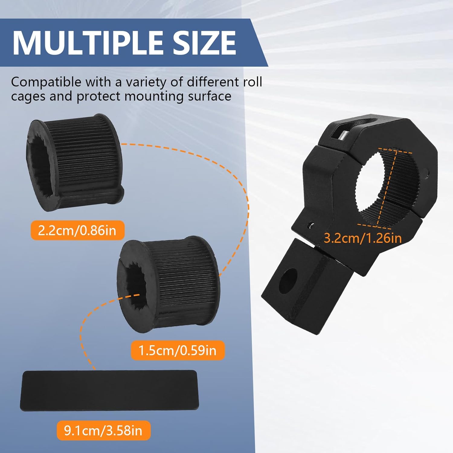 Detalle de Chelhead 2PCS Motorcycle Auxiliary Whip Lights Mounting Brackets for 0.75”–1.25” Roll Bars