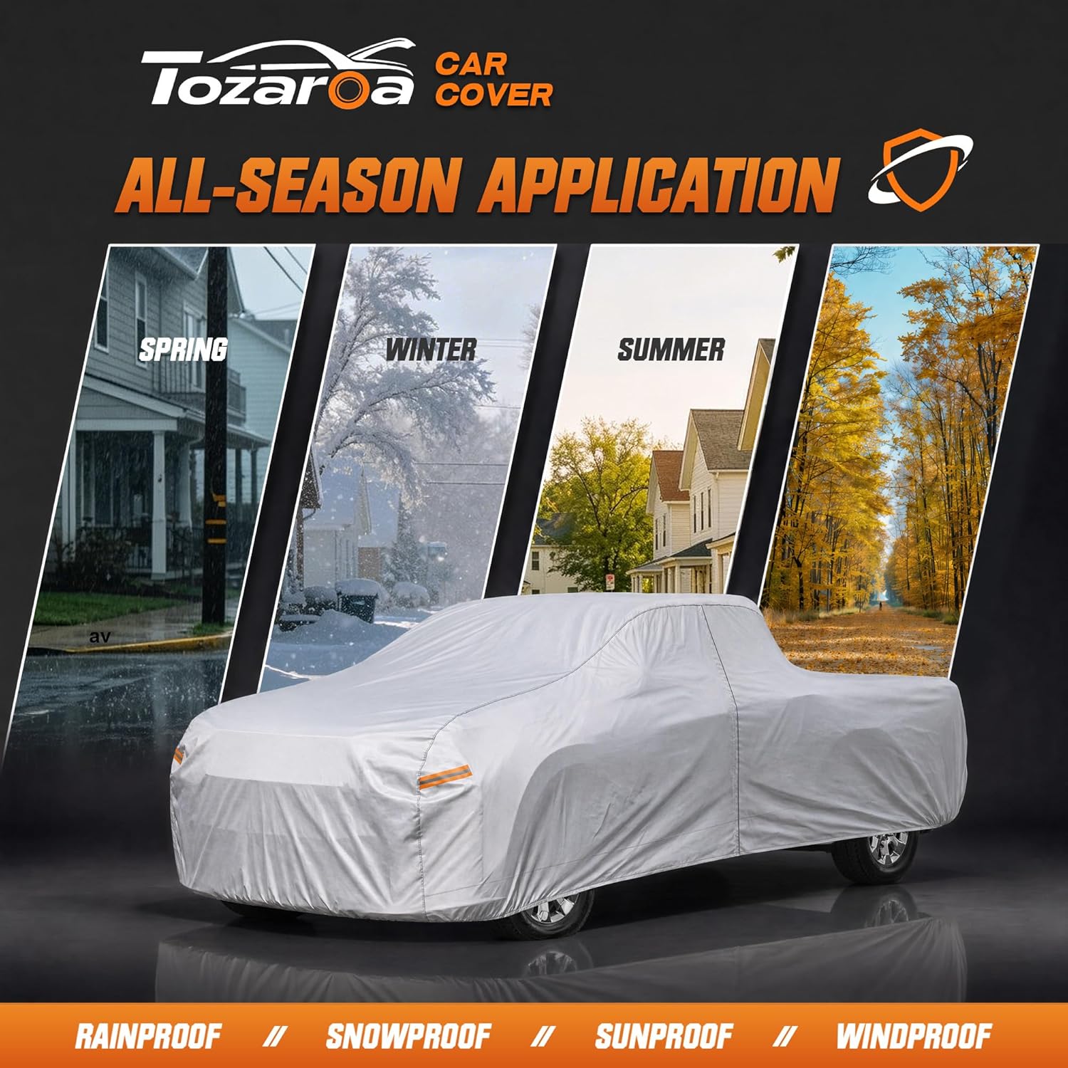 Thumbnail 3 de Tozaroa Car Cover Waterproof All-Weather Heavy-Duty Exterior Cover for 242–262 Inch Trucks with Camper Shell Topper