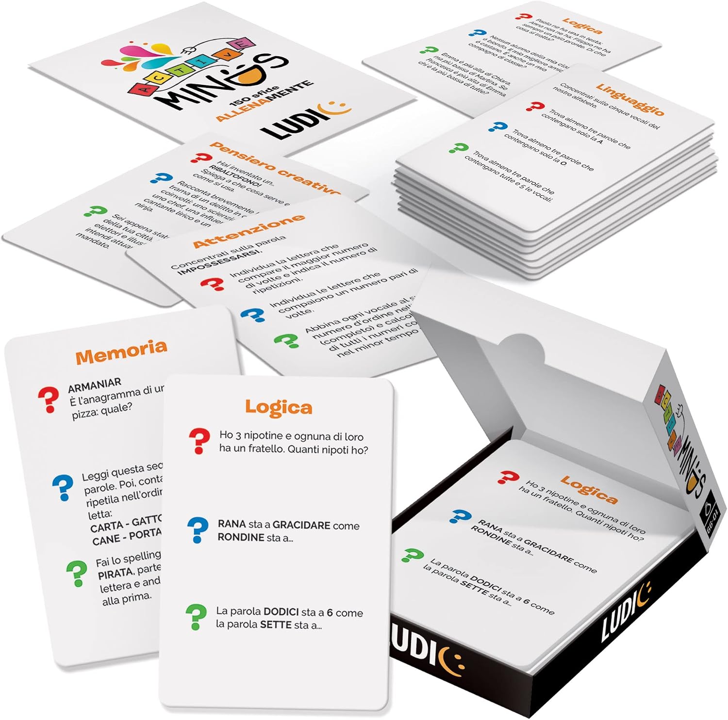 Detalle de Ludic - Active Minds - 150 Sfide Allenamente: Gioco di Carte per Tutta la Famiglia
