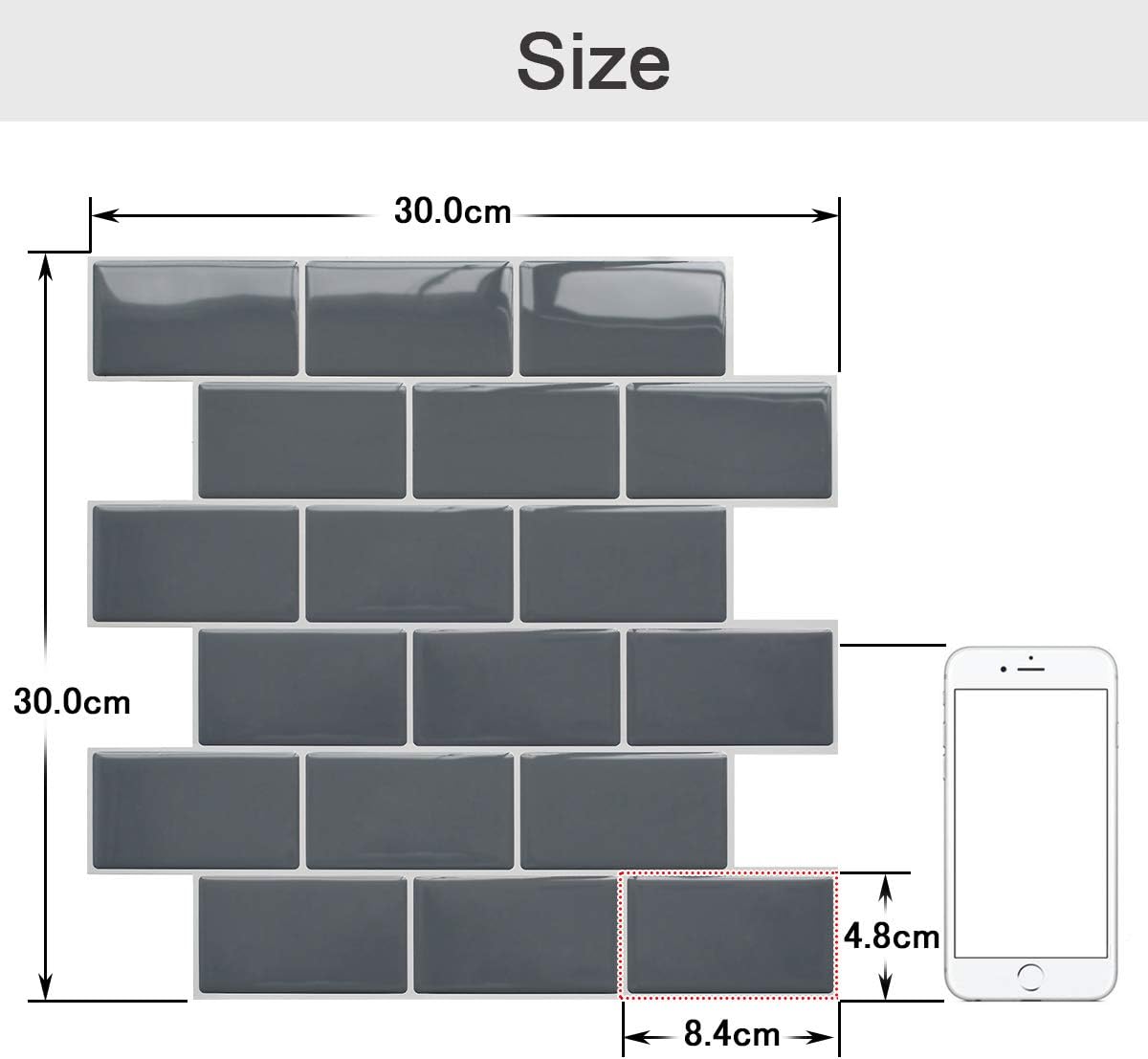 Detalle de Yoillione 3D-Dickere Fliesenaufkleber (12 x 12 cm) für Bad & Küche – selbstklebende Vinyl-Fliesenfolie, 10 Stück