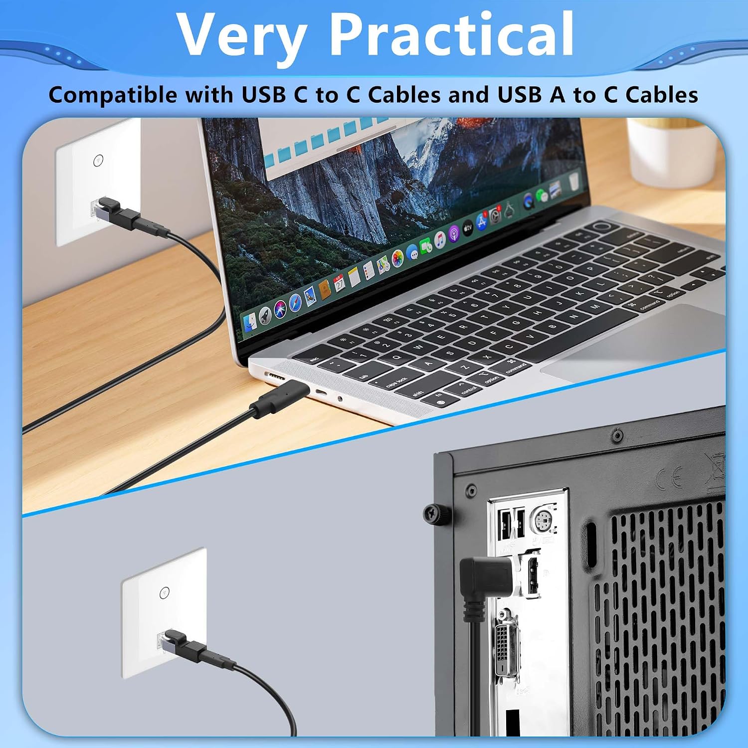 Detalle 2 de CERRXIAN USB-C to Ethernet Adapter (Gigabit 1Gbps) – RJ45 Male to USB-C Female, Portable LAN for Travel & Office