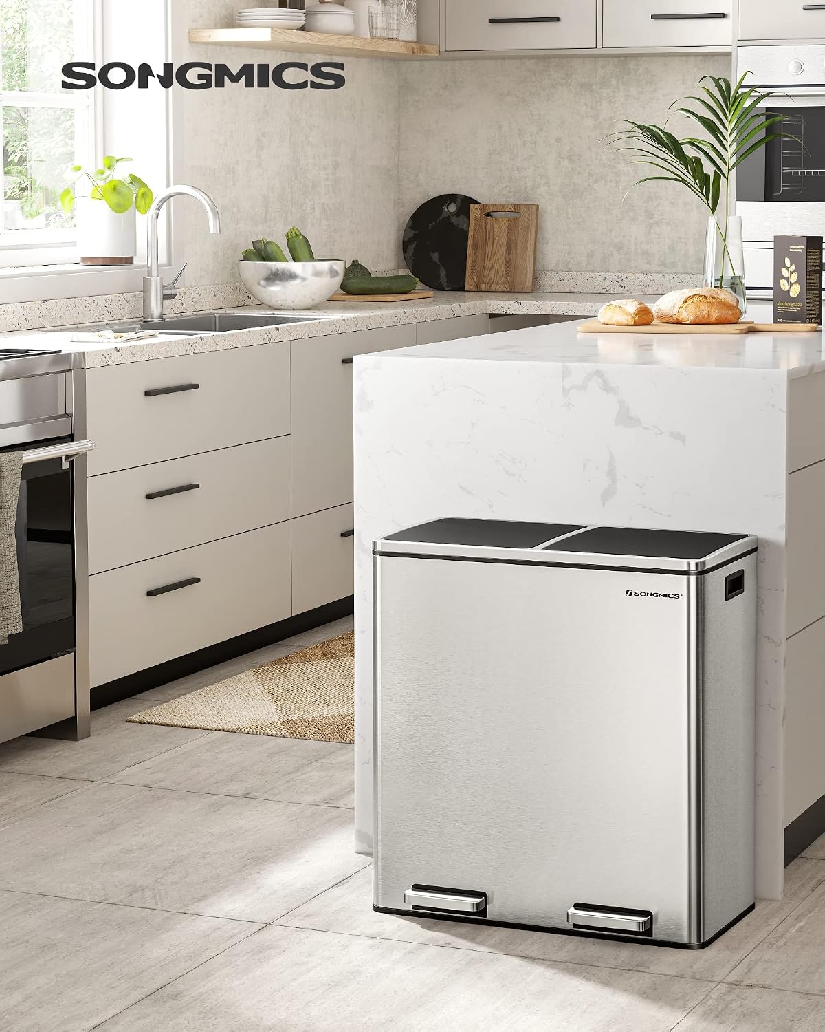 Detalle 2 de SONGMICS LTB730E80 Mülltrennsystem 2x40 l