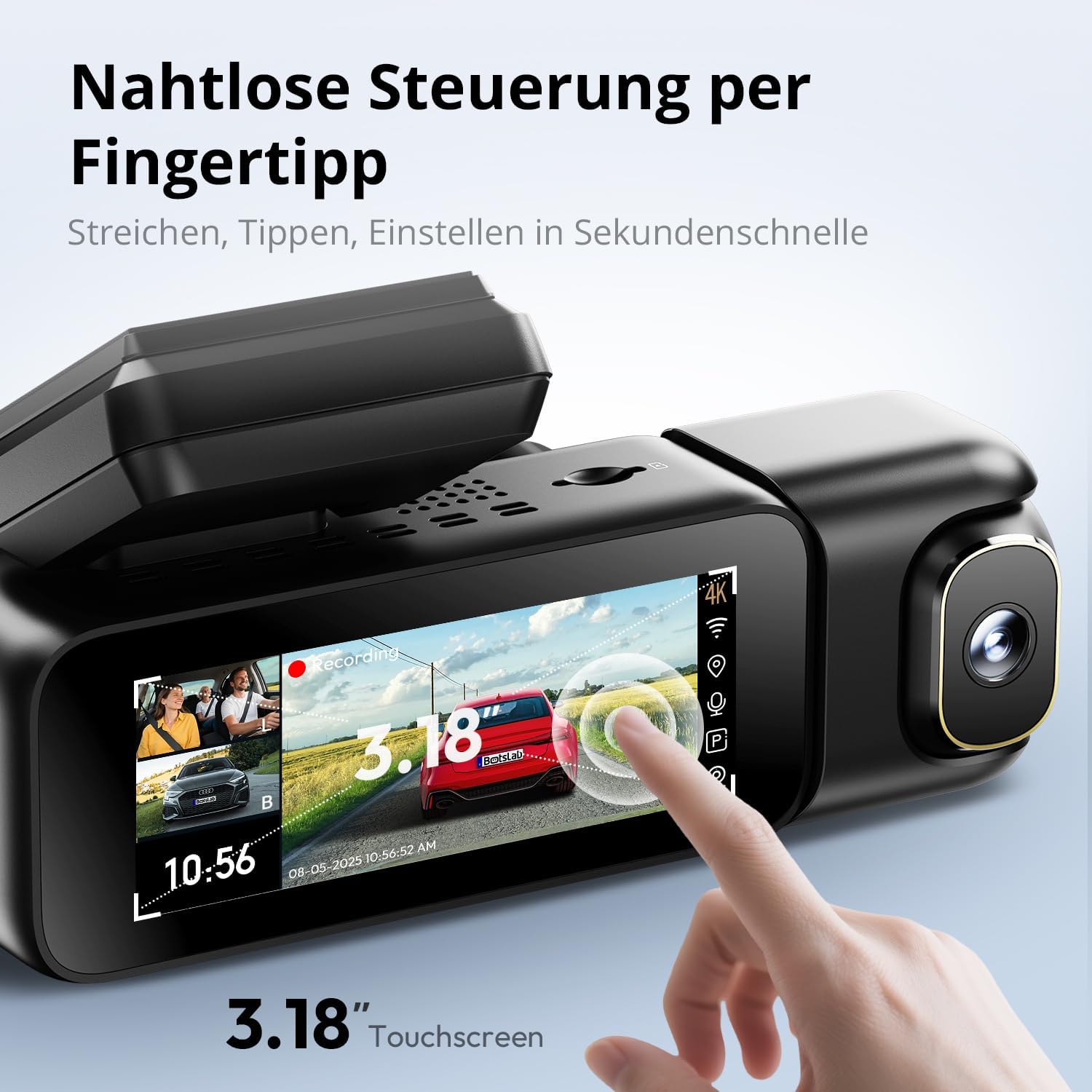 Thumbnail 6 de BOTSLAB 4K 3-Kanal Dashcam Auto mit Parküberwachung, GPS und 128 GB SD Karte – Front 4K, Innen- und Heck 1080p