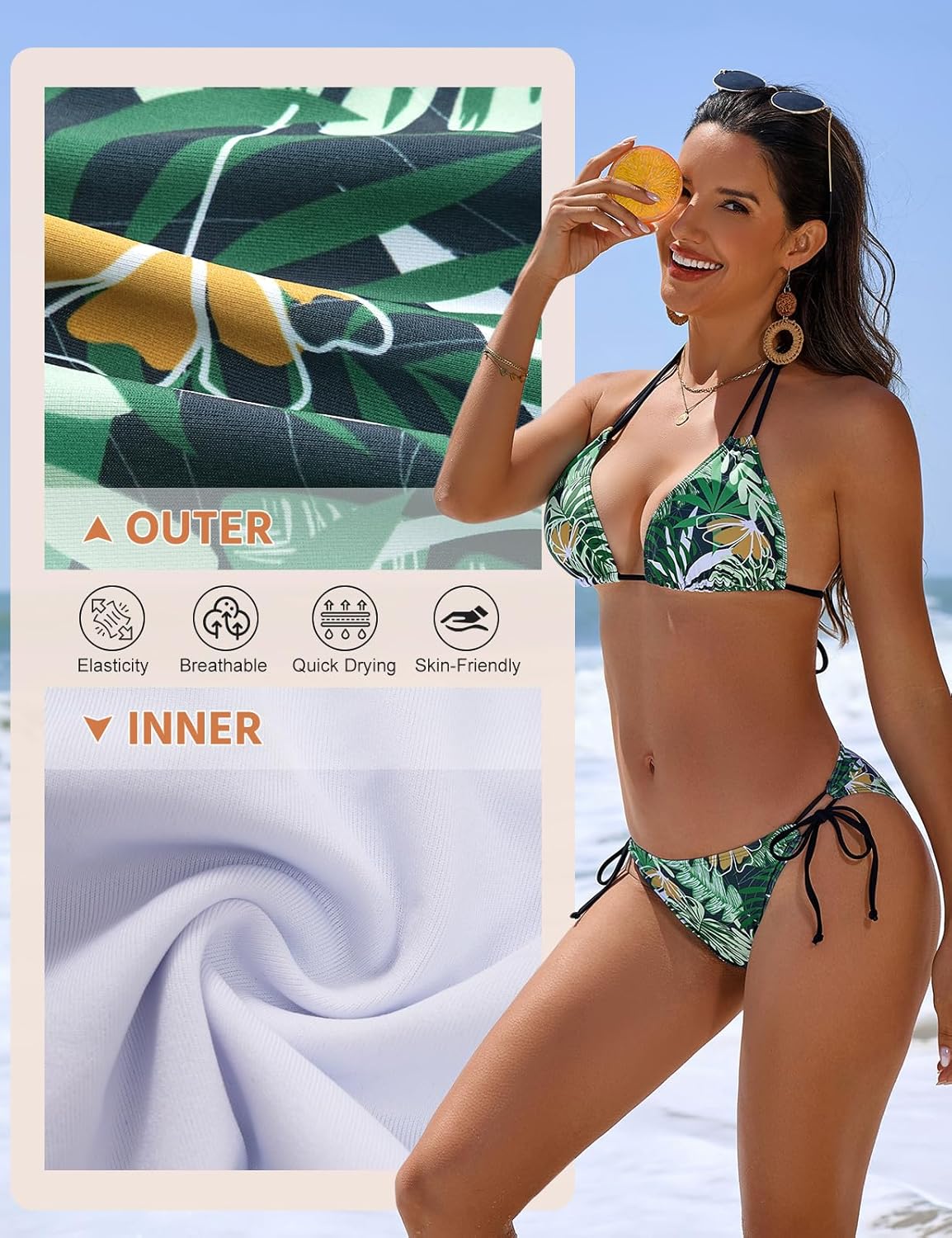 Thumbnail 6 de Svanco Triangel Bikini Damen-Set mit Halskordelbindung – gepolstertes Neckholder-Bikinioberteil & verstellbare Hose