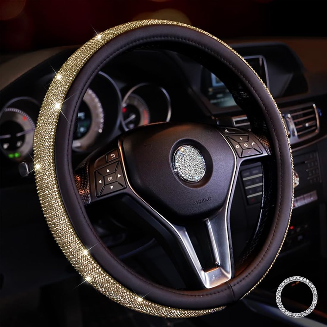 Thumbnail 6 de Lifetooler steering wheel covers (ice silk / PU leather) universal 38cm fit – breathable anti-slip set of 2 (black)