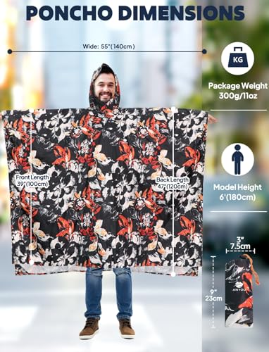 Detalle 2 de ANYOO Wasserdichter Regenponcho – Leicht, Wiederverwendbar und Unisex