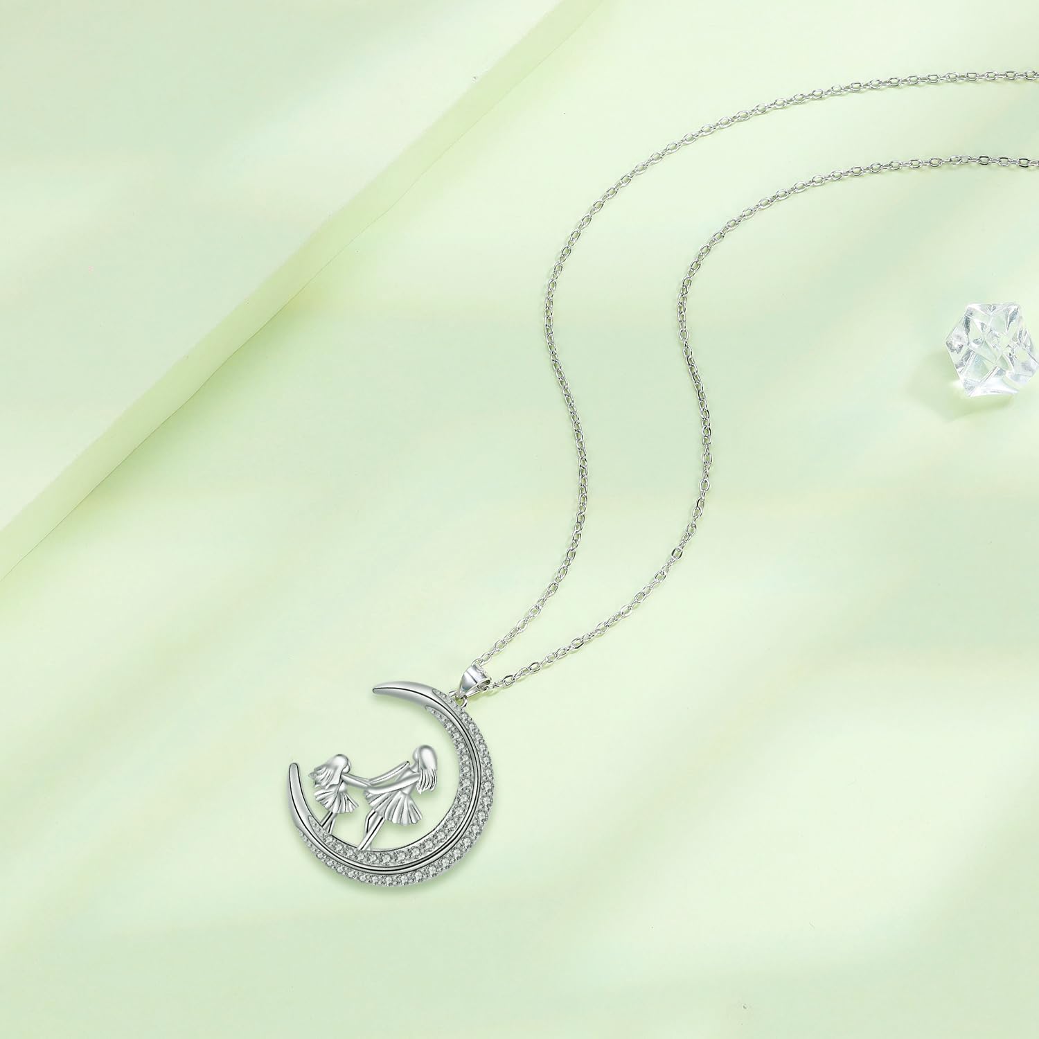 Thumbnail 6 de Hifeeled Halskette aus Sterling Silber 925 mit Mond-Anhänger – Geschenk für Mutter & Tochter