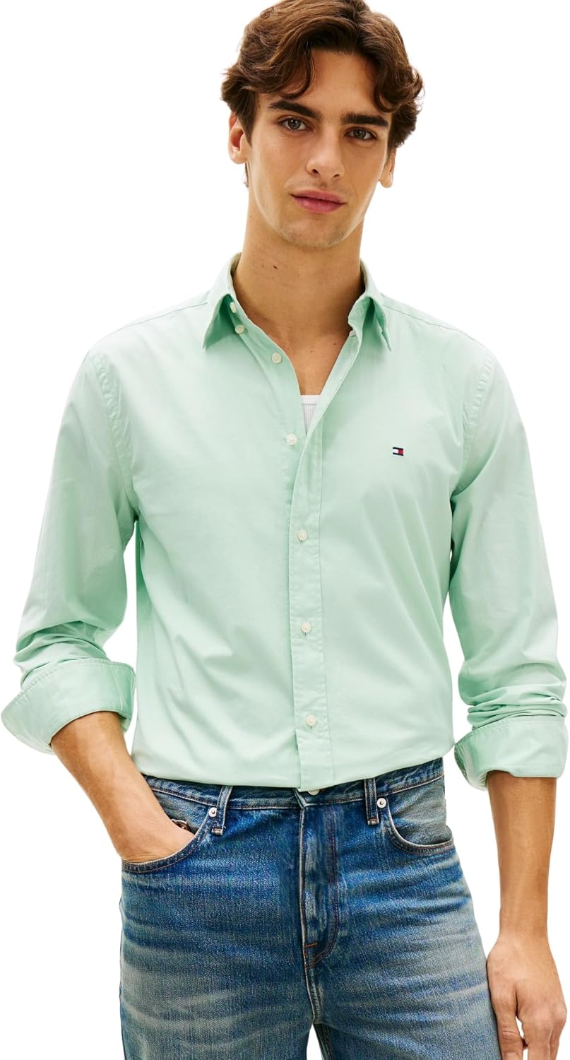 Detalle de Tommy Hilfiger Uomo Camicia Flex Poplin Solid Regular Fit