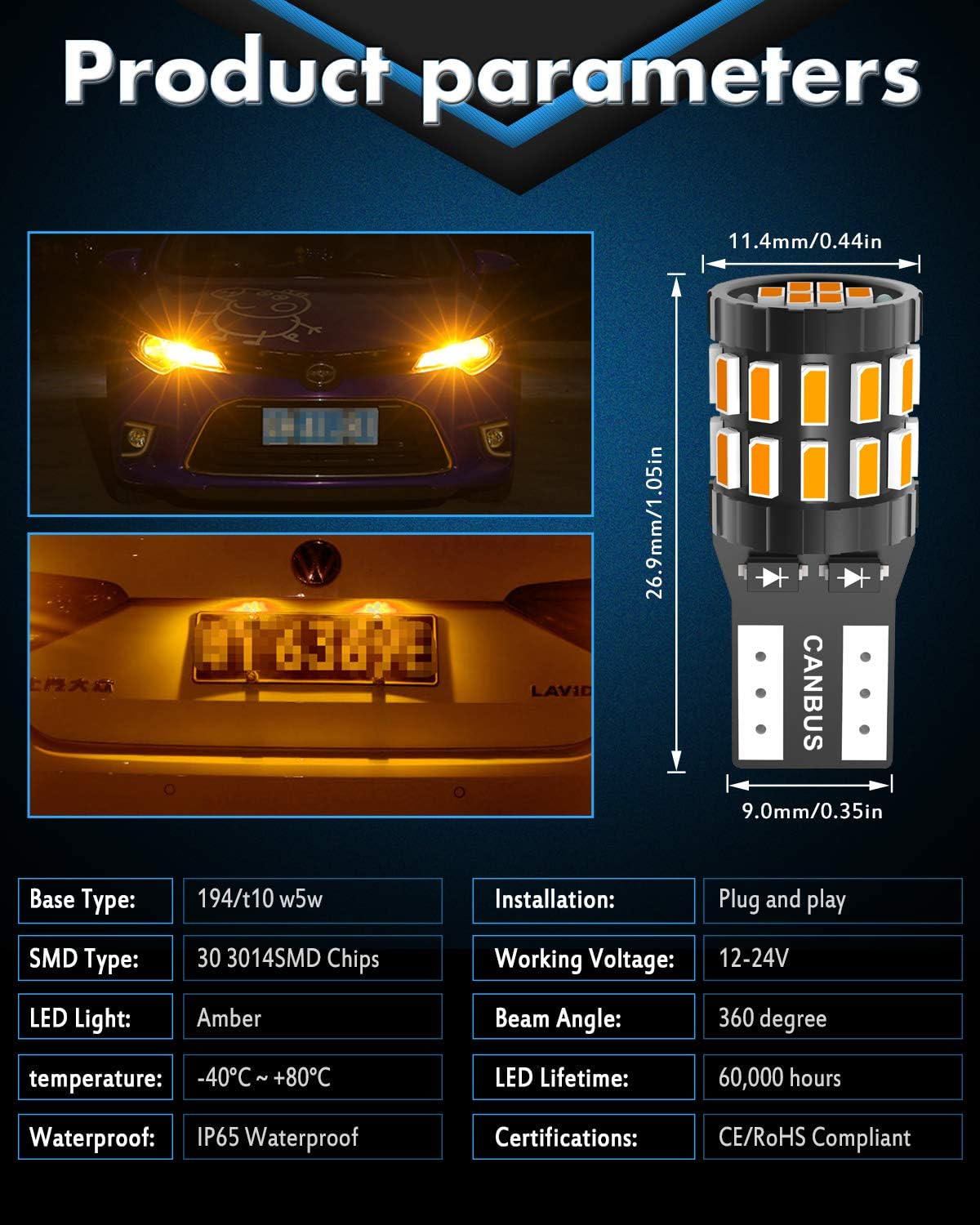 Detalle de KATUR T10 194 W5W 3W LED bulb