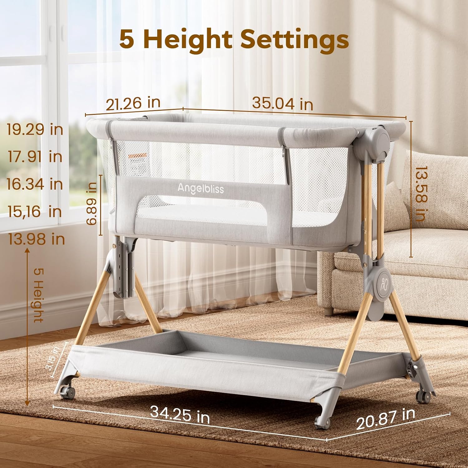 Detalle 2 de ANGELBLISS Baby Bassinet 19 lbs