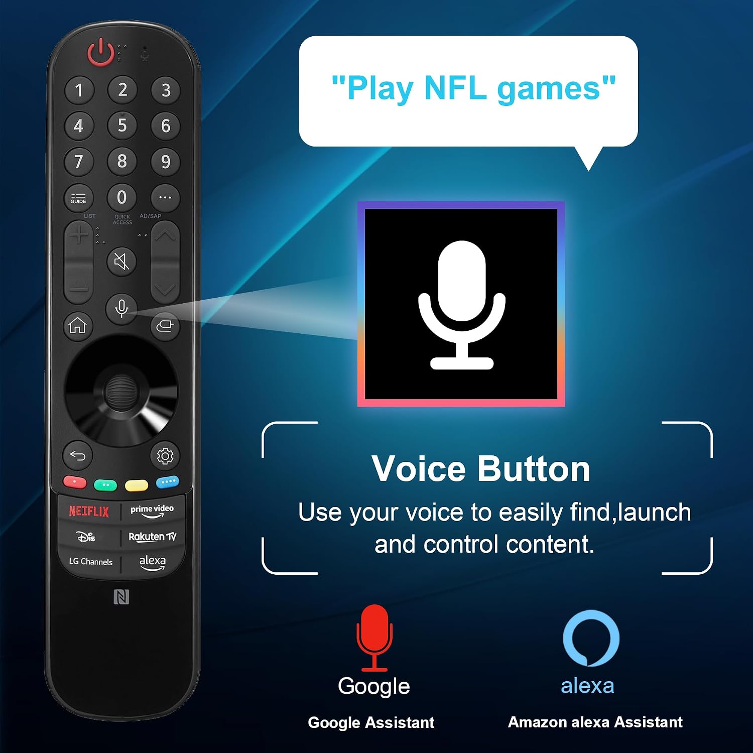 Thumbnail 3 de Voice Magic Remote for LG Smart TV – Replacement with Pointer, Voice and 6 Shortcuts (2019–2025 LG OLED/NanoCell/4K/8K)