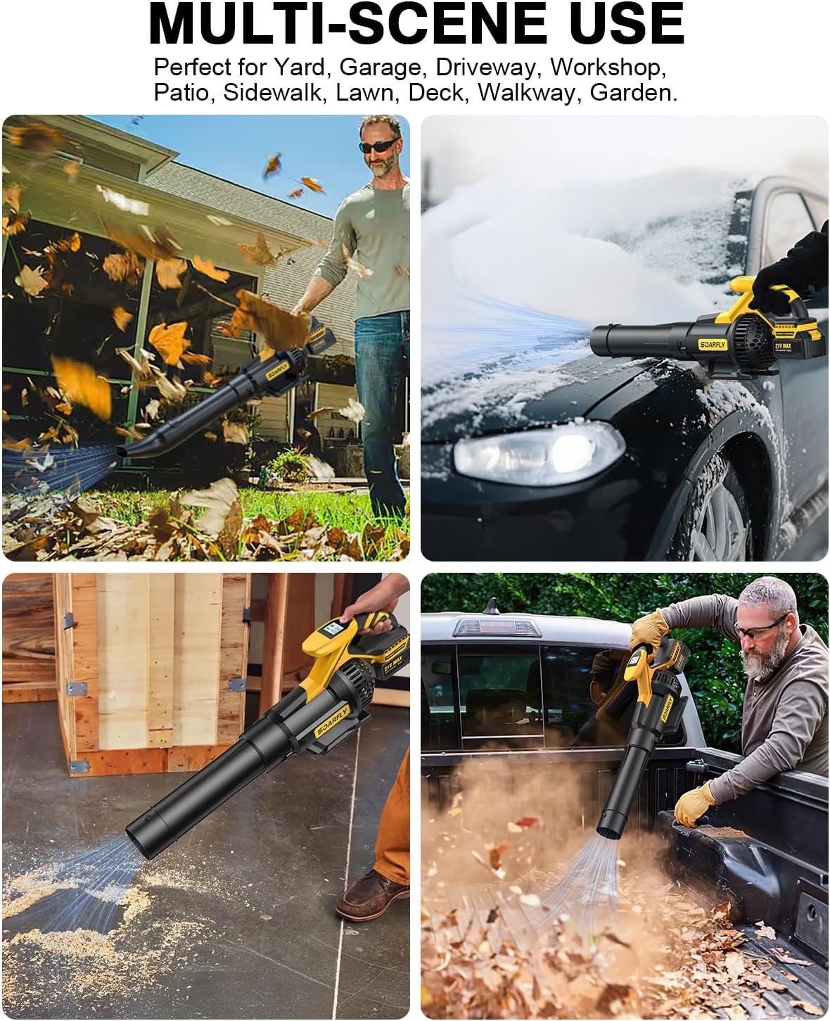 Detalle 2 de SoarFly JY-LB2401 Cordless Leaf Blower, 650 CFM, LCD Display and 2 Batteries