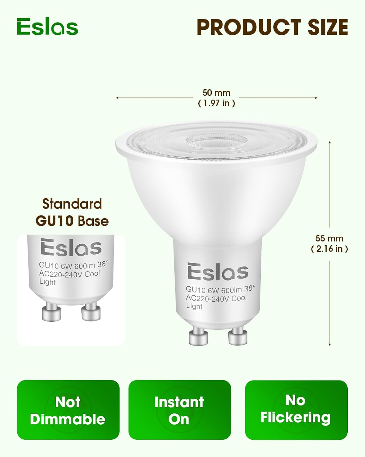 Thumbnail 3 de Eslas Gu10 LED Bulbs 6W 600Lm 6500K