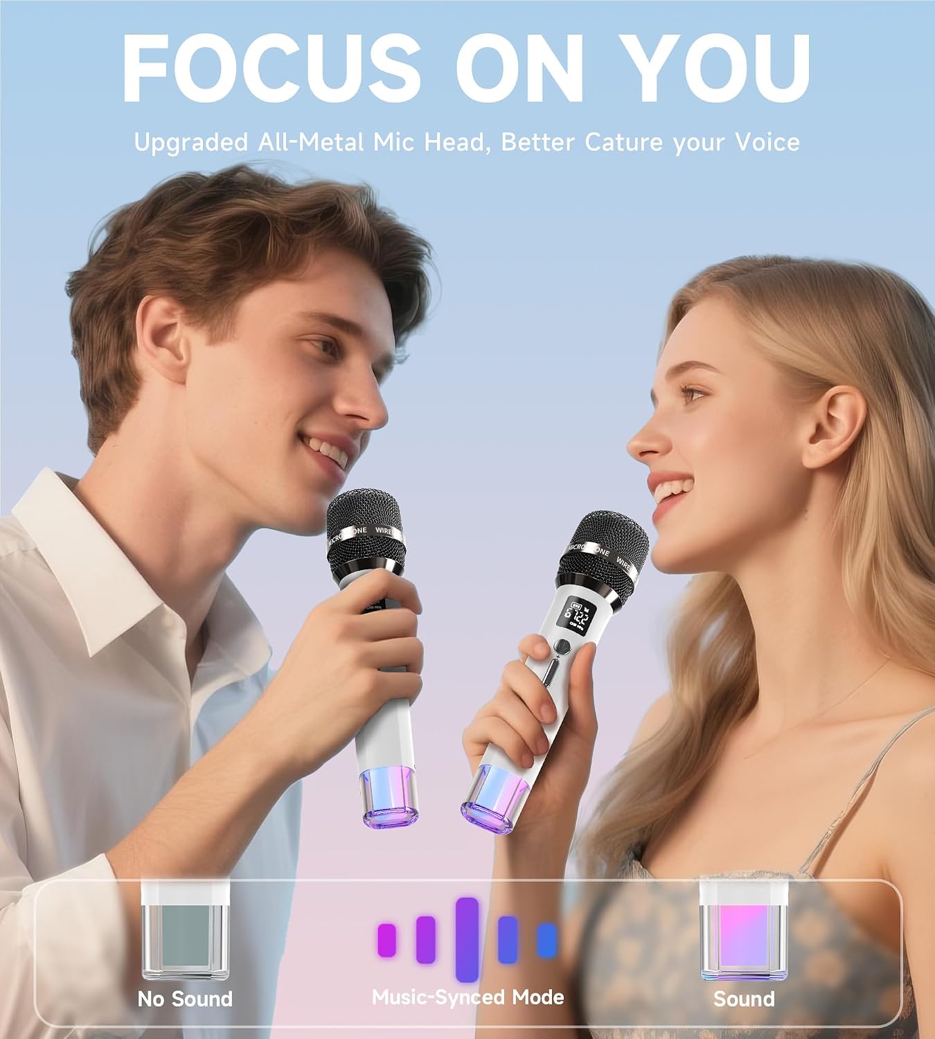 Thumbnail 6 de ECHOMUSSY YA-07 Dual Wireless Karaoke Microphones with RGB Lights