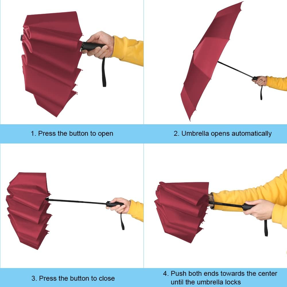 Detalle 2 de Vicloon Regenschirm Auf-Zu Taschenschirm 8 Rippen