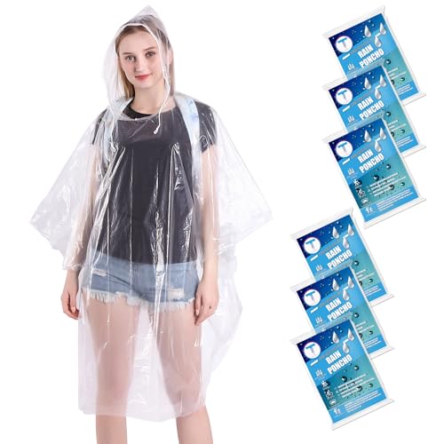 Detalle de TUNCHMO Disposable Rain Ponchos for Adults 6 Pack Extra Thick