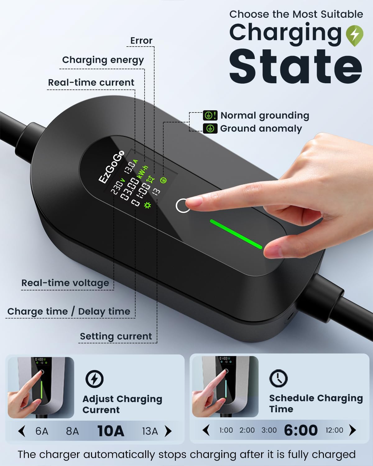 Detalle 2 de EzGoGo EV Charger Cable 10m 3kW 🔌