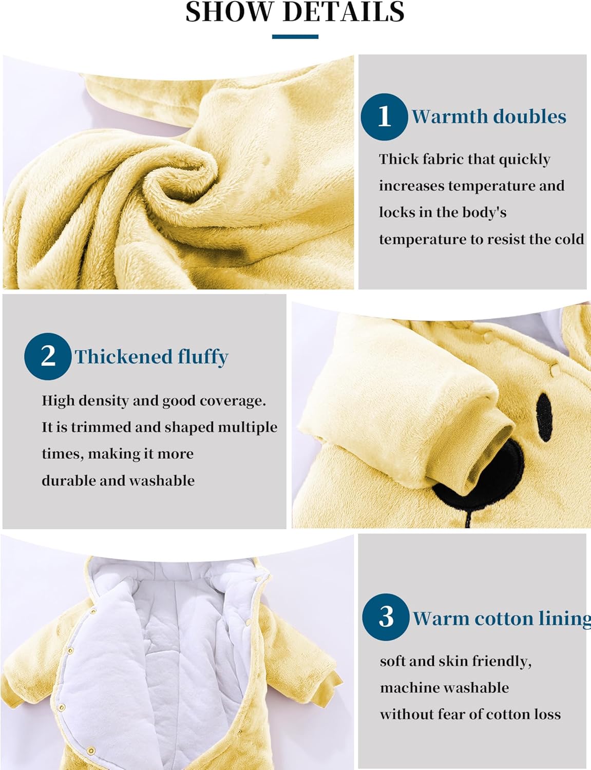 Thumbnail 2 de Voopptaw Warm Baby Winter Jumpsuit Fleece Romper (0–12 months) with Bear Snowsuit styling