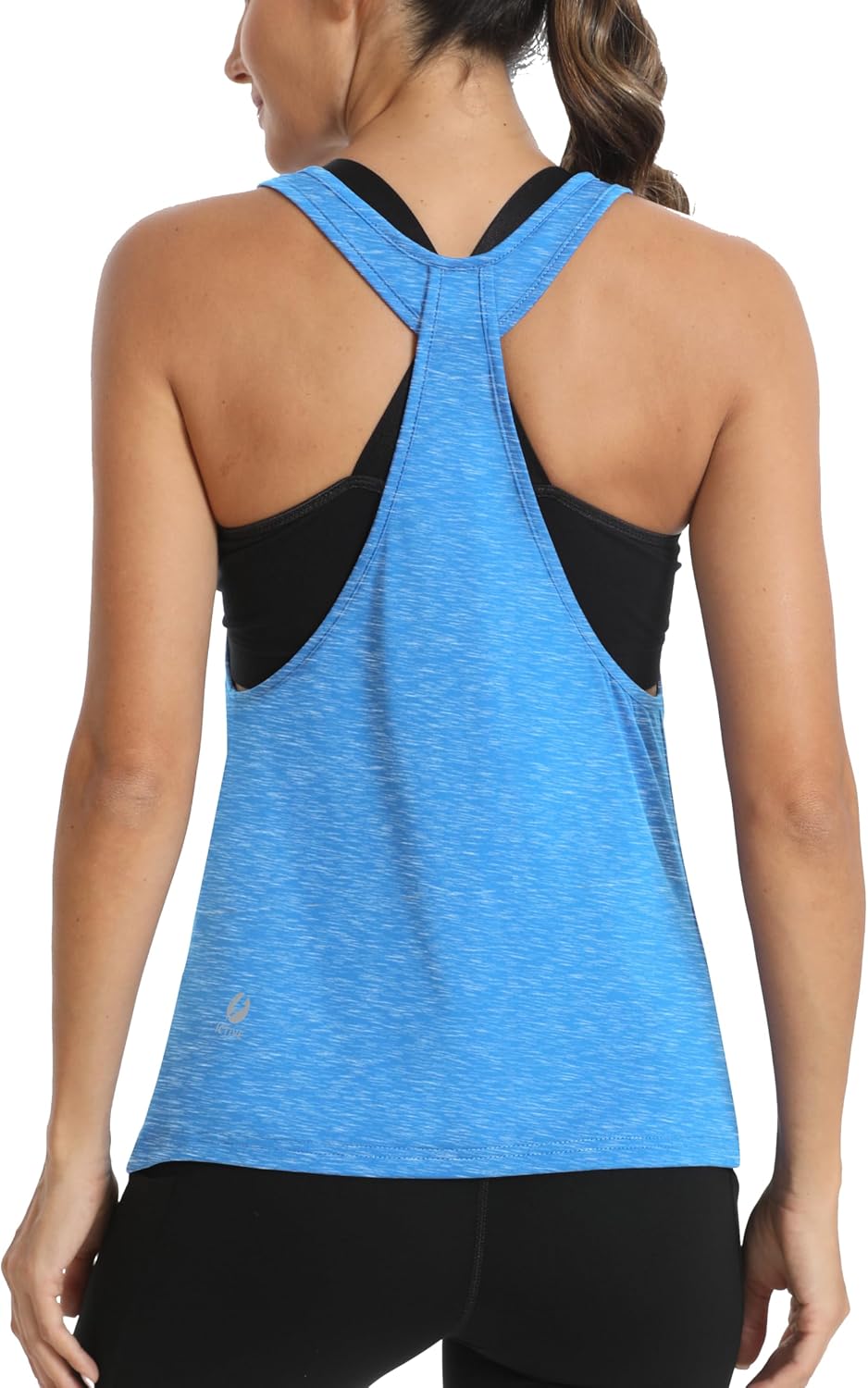 Detalle de ICTIVE Débardeur Sport Femme sans Manches – Haut de fitness dos croisé ouvert