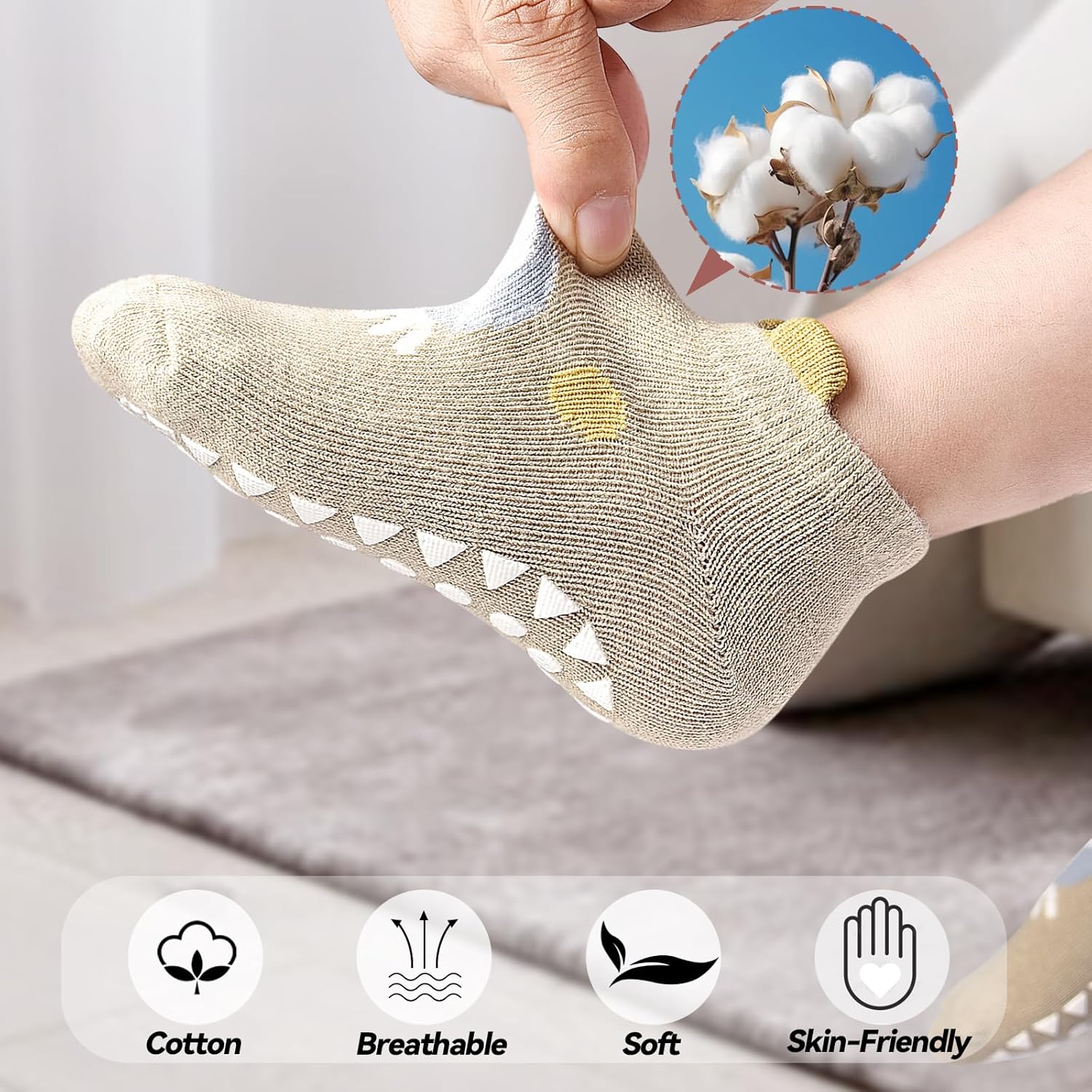 Thumbnail 3 de ELUTONG Toddler Non Slip Socks: 6 Pairs with Grip for 0–5 Years
