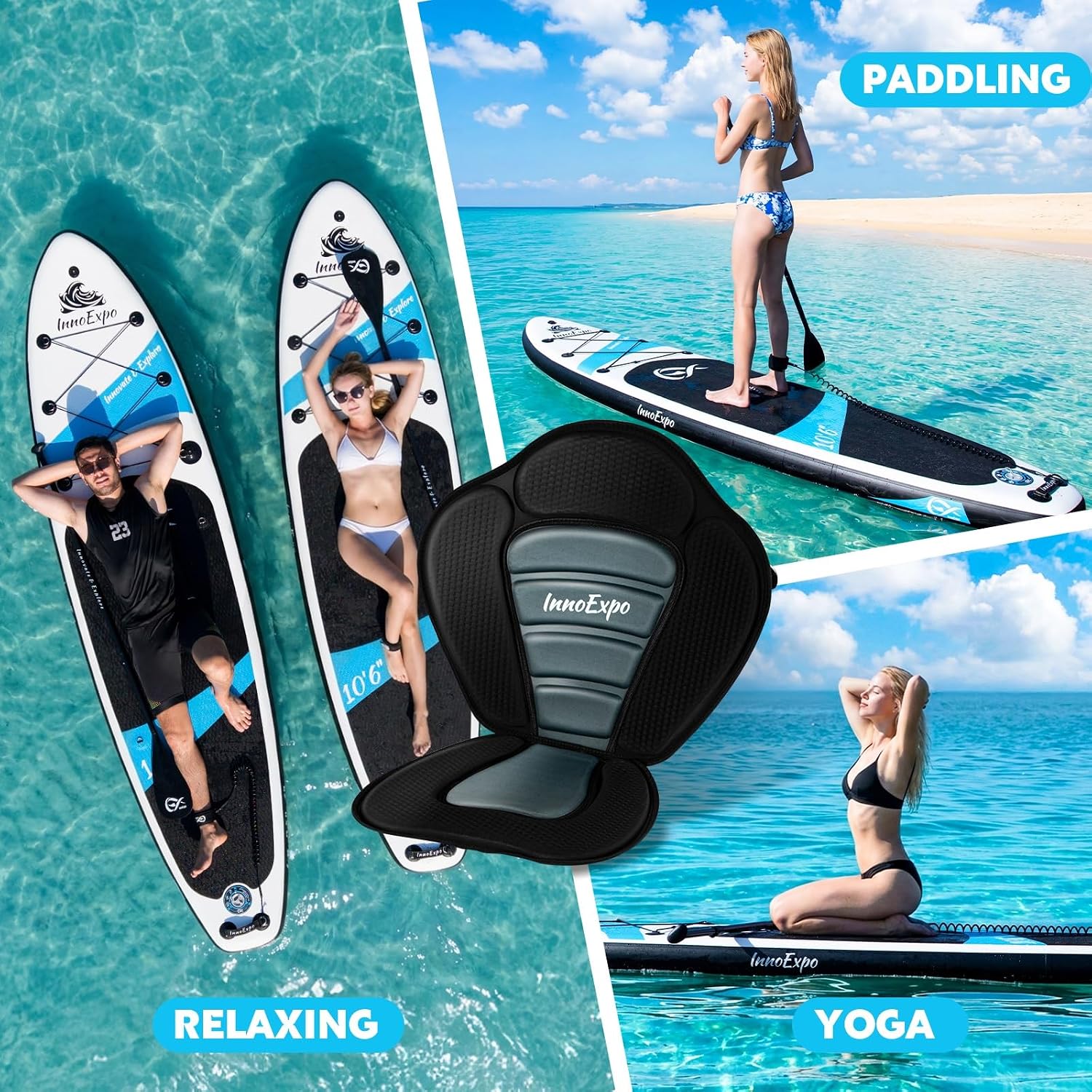 Detalle de InnoExpo Inflatable Stand Up Paddle Board with Premium Accessories