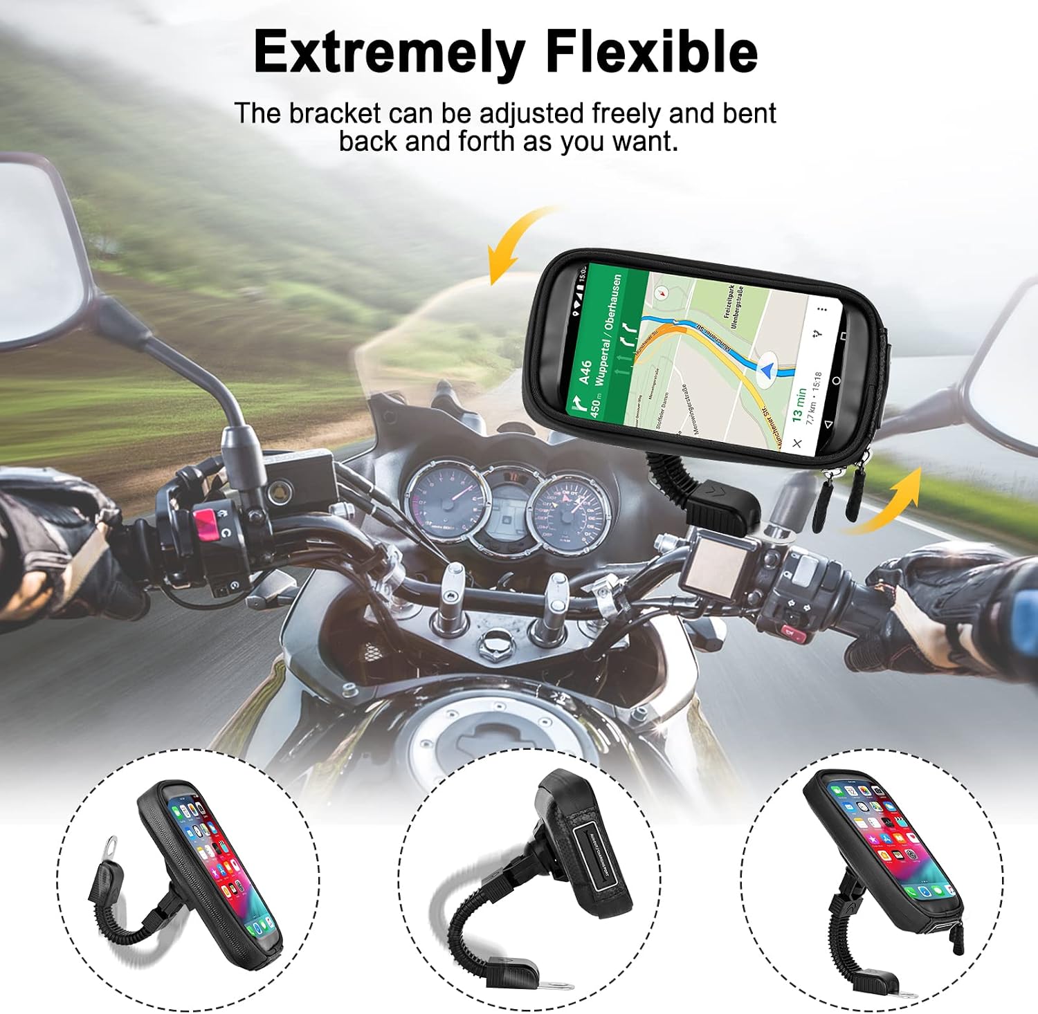 Detalle de ENONEO motorhouder voor gsm tot 6,7 inch, waterdicht en 360° draaibaar