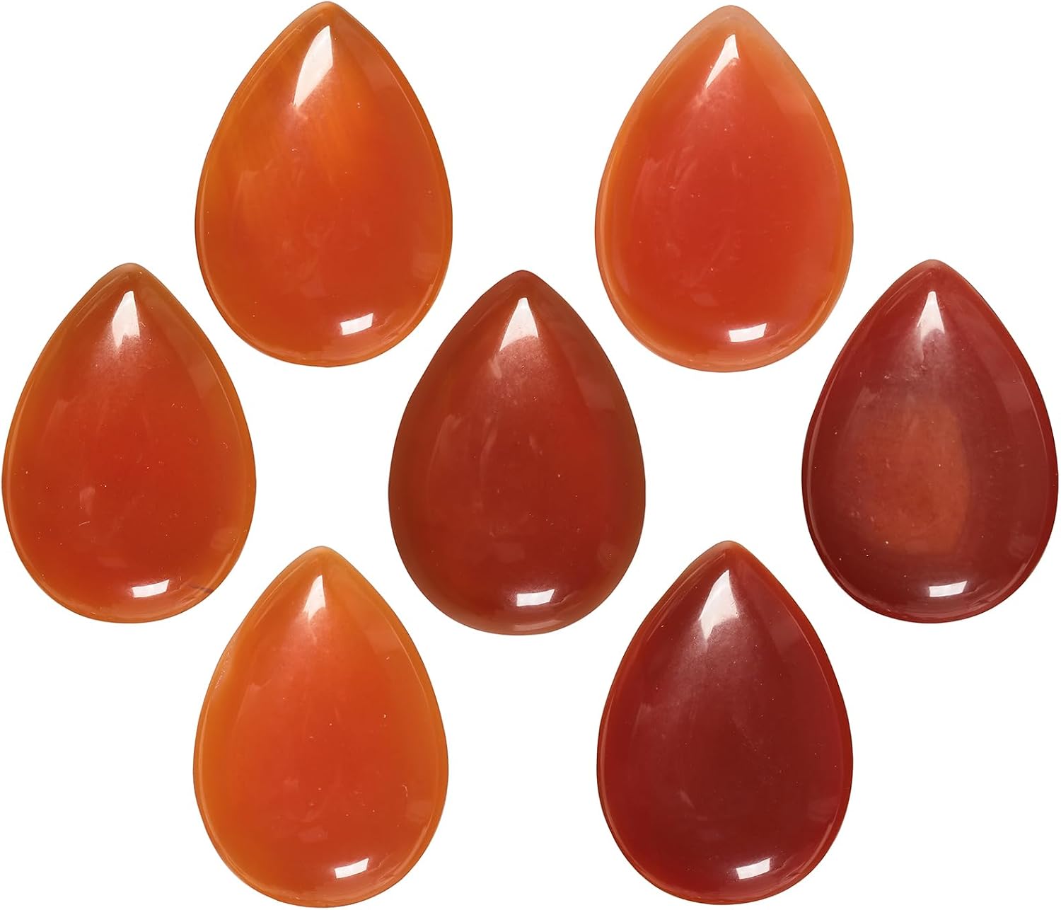 Detalle 2 de dssmboom US-YQ-0007106 Carnelian Teardrop Cabochons, Flat-Back, 6-Pack