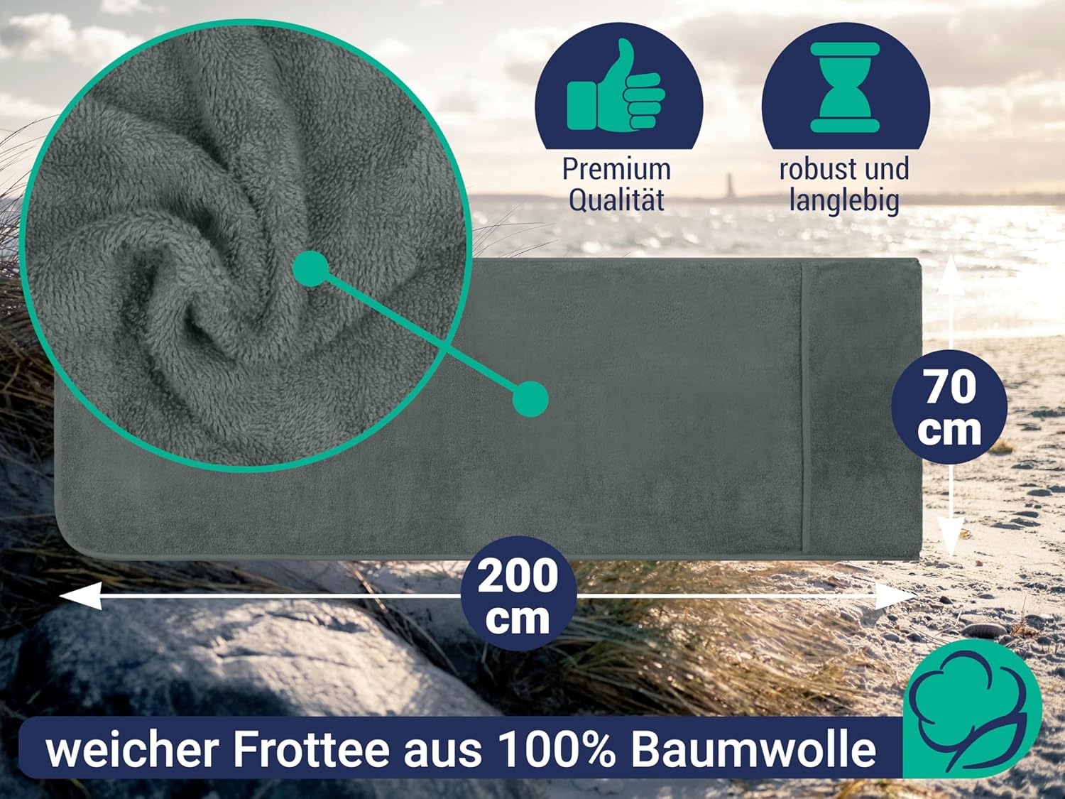 Thumbnail 1 de Rivestimento in spugna Marie's Home 70 x 200 cm Grigio per sedia da giardino e lounge
