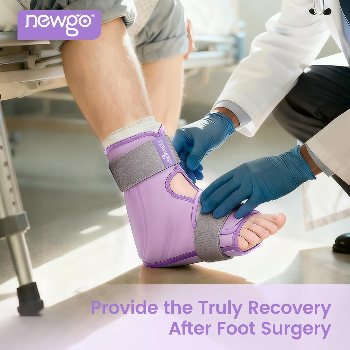 Detalle de NEWGO B0BYNSF4LB Foot Ice Pack Wrap, 360° Coverage, Purple