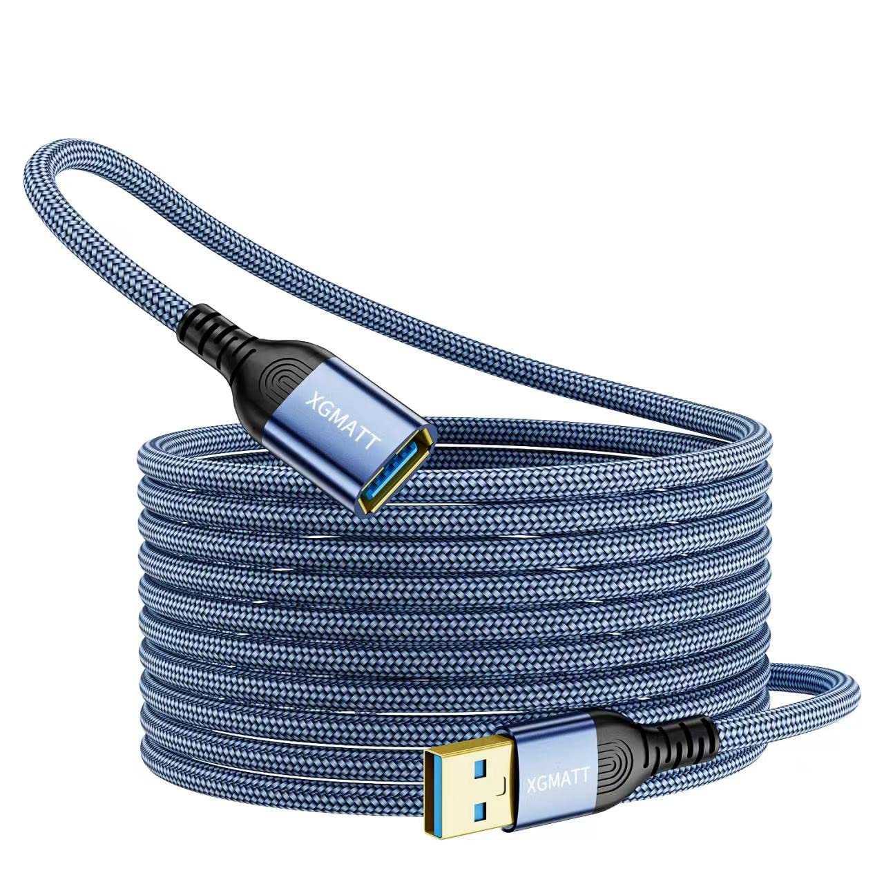 Detalle de XGMATT Long USB 3.0 Extension Cable 4M (A Male to A Female) – Gold‑plated, 5Gbps, USB Extension Lead