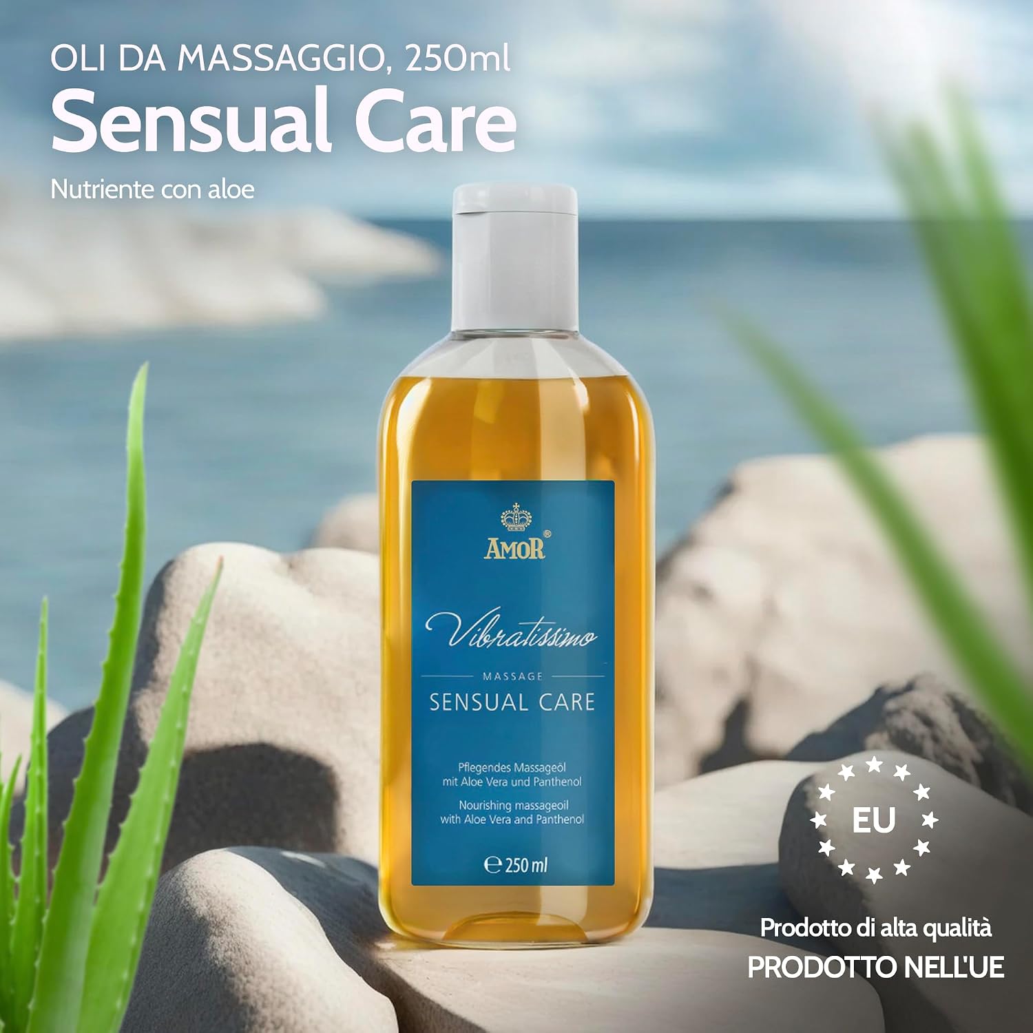 Detalle 2 de Vibratissimo Sensual Care 250 ml – olio da massaggio per il corpo con aloe vera