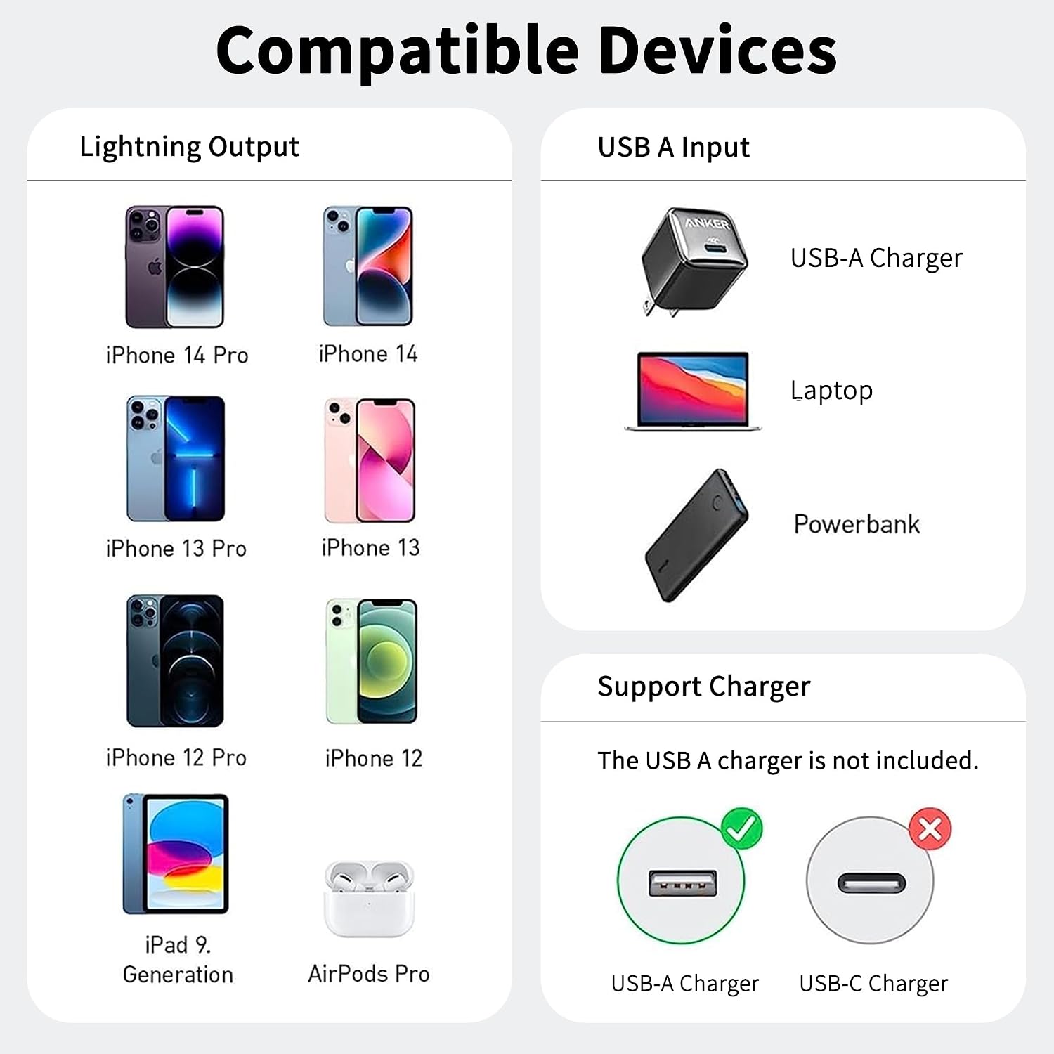 Thumbnail 5 de USB-A auf Lightning Kabel (1 m) im 3er-Pack, MFi-zertifiziert – Nylon geflochten für iPhone & iPad