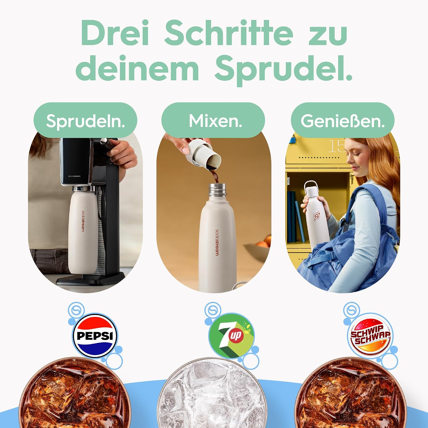 Thumbnail 4 de Sodastream fizz&amp,go COOL Edelstahlflasche 0,9 L mint – kompatibel mit DUO, E-DUO, TERRA, ART, ENSO