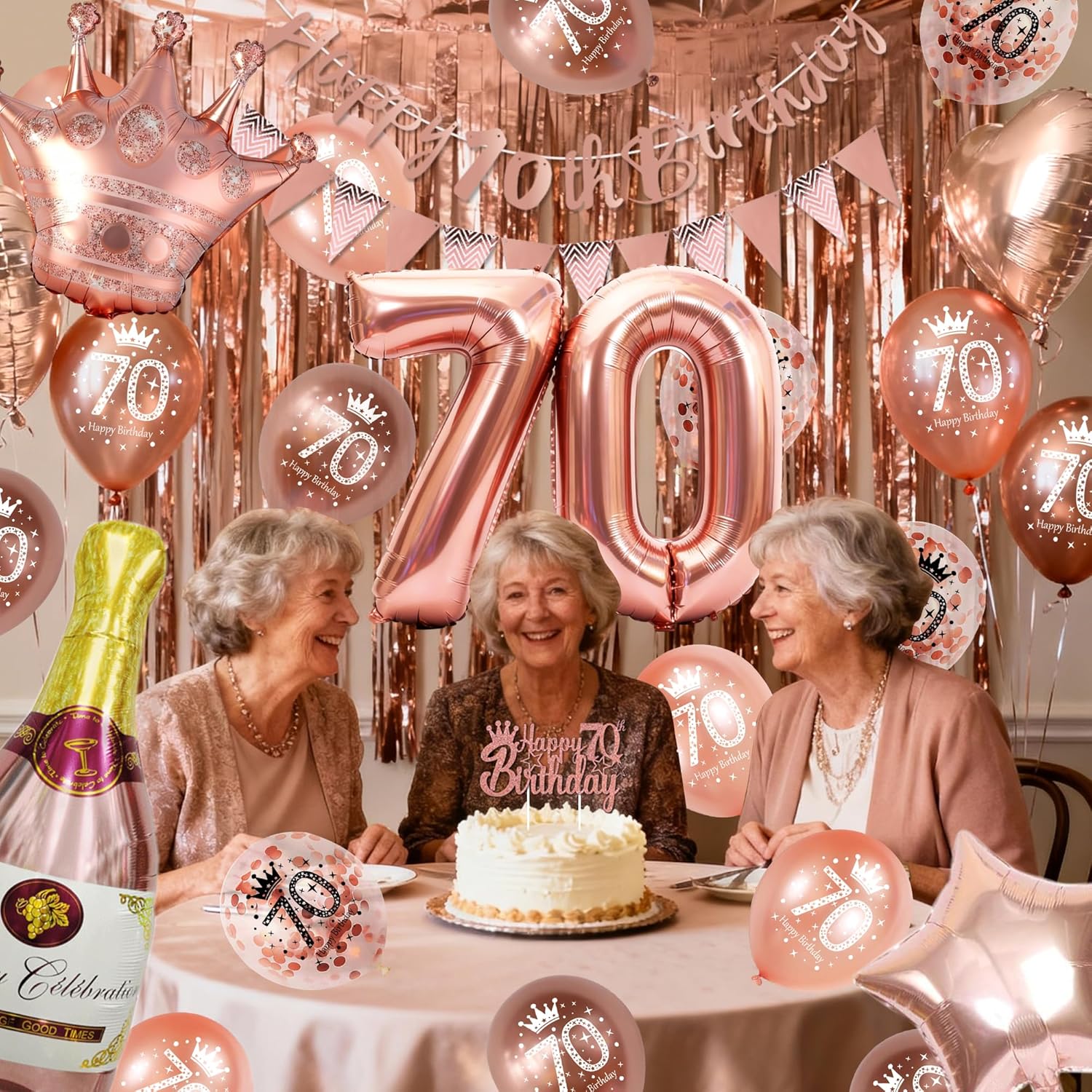 Thumbnail 1 de VICTERR 70th Birthday Decorations – Rose Gold Party Kit