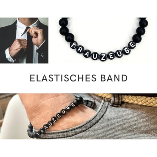 Detalle 2 de ONDEGO Armband TRAUZEUGE ONYX Naturstein schwarz matt – S Größe, personalisiert Herren